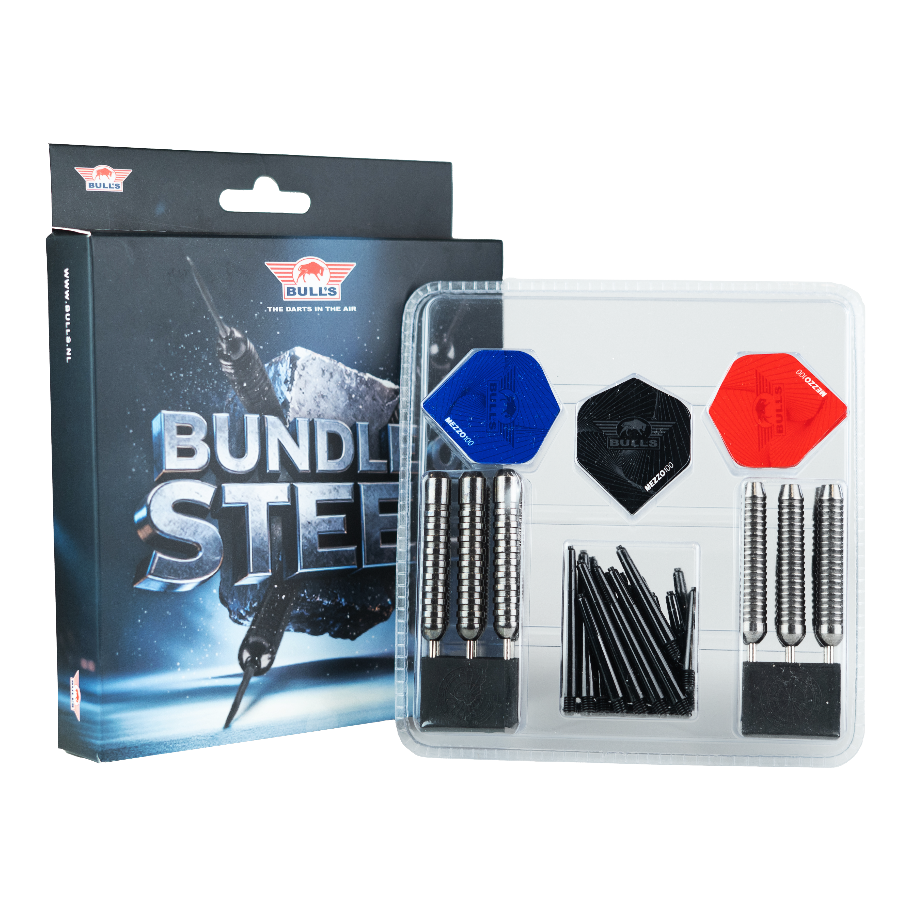 Bulls NL Lot de 4 fléchettes en acier laiton Das Bild zeigt das Produkt Bulls NL Bundle Of Steel - 4 Sets Brass Steeldarts. Es handelt sich um ein Set aus vier Messing-Steeldart-Sets.