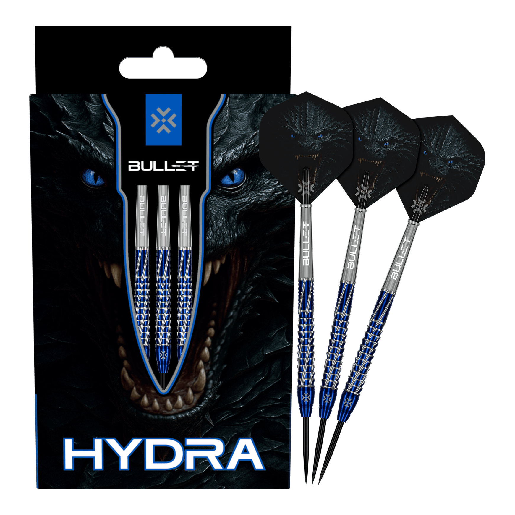 Fléchettes en acier Bullet Hydra Diese Abbildung präsentiert die Bullet Hydra Steeldarts. Das Produkt ist für ambitionierte Dartspieler geeignet.