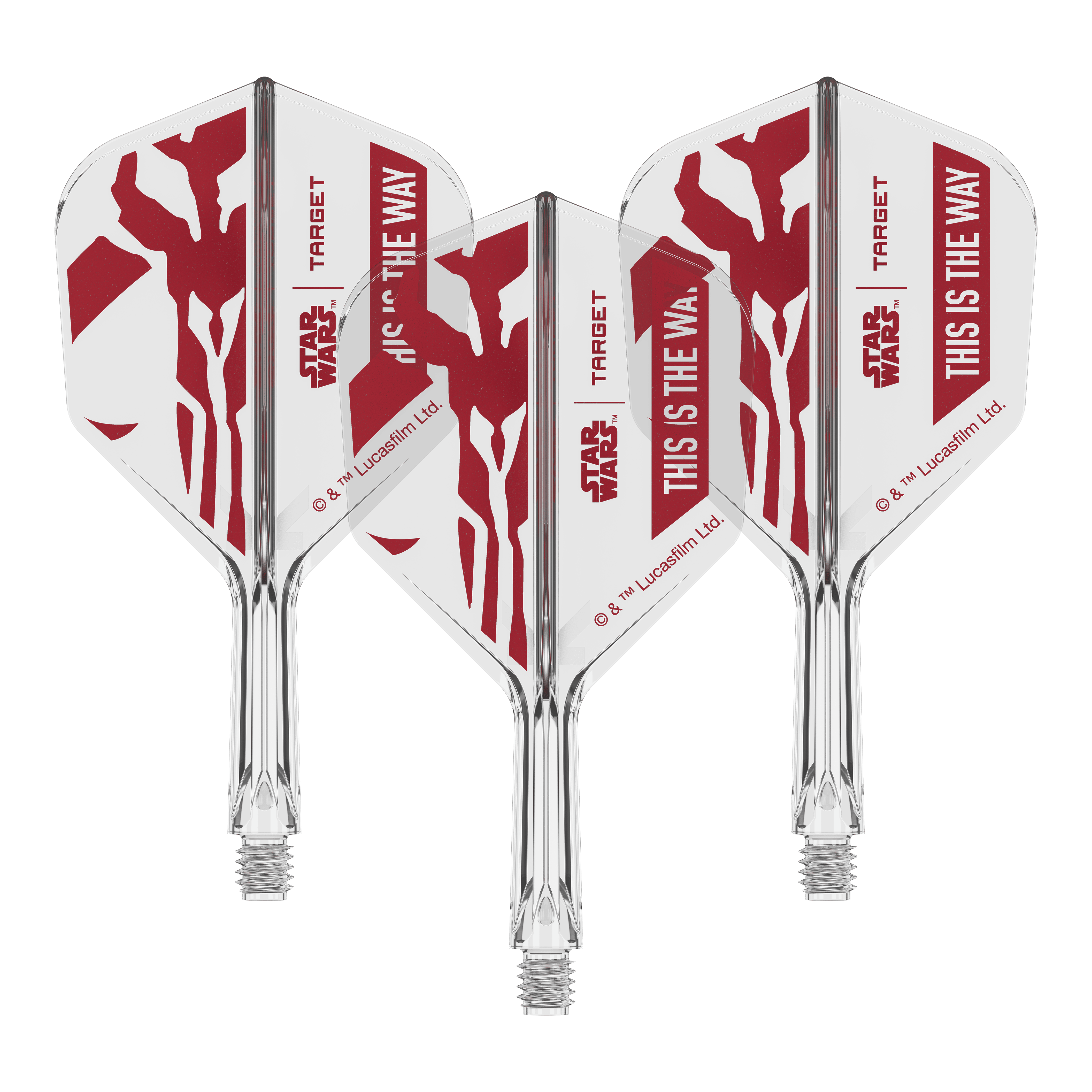 Coffret Target Star Wars K-Flex Mandalorian No6 Flights Dieses Motiv zeigt den Schriftzug 'This Is The Way' aus Star Wars auf einem Dart-Flügel. Der No6 Flight ist 19 mm groß und eignet sich für Darts.