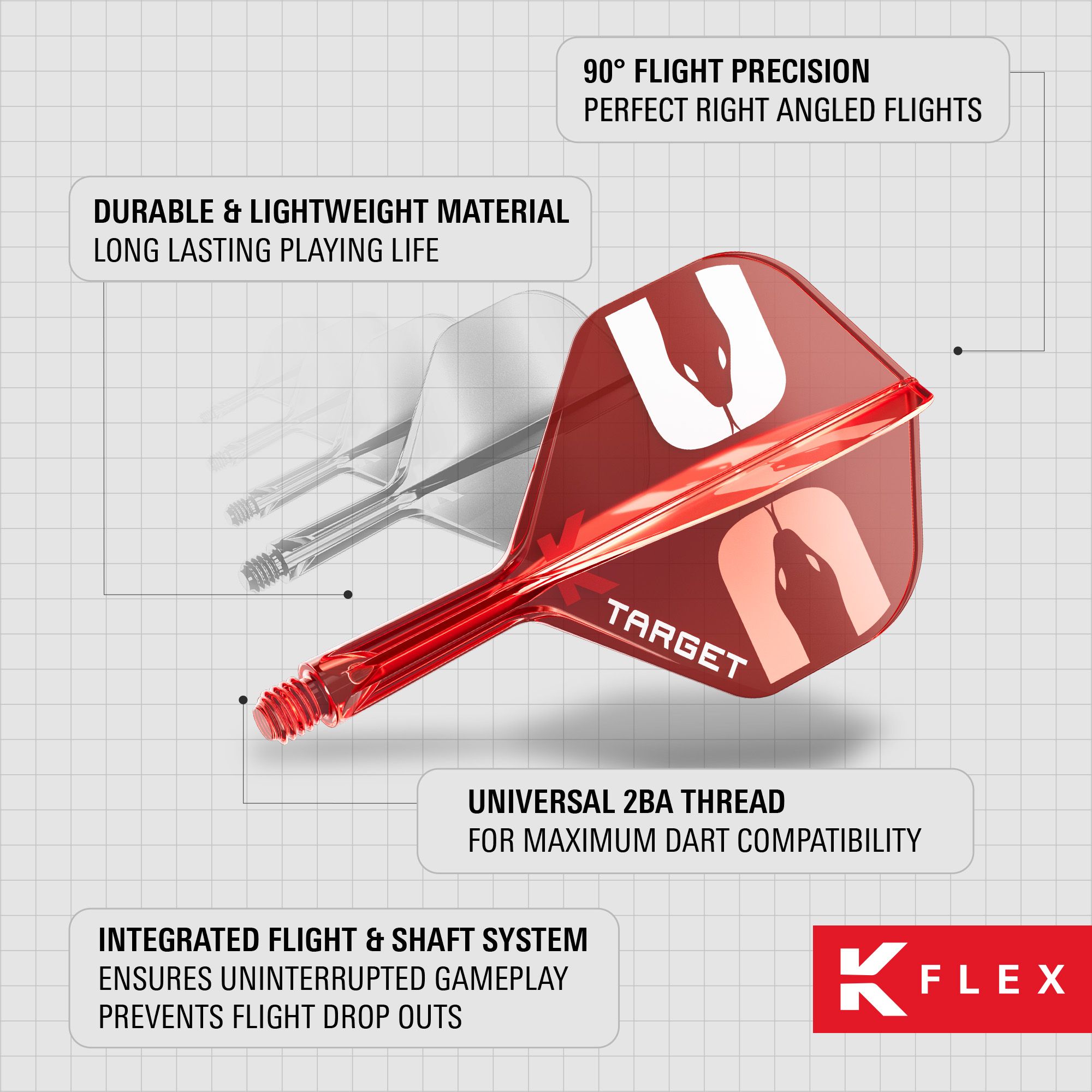 Vols Target K-Flex Nathan Aspinall n°6 Das Bild zeigt die Target K-Flex Nathan Aspinall No2 Standard Flights. Diese Flights sind für Dartspieler geeignet.