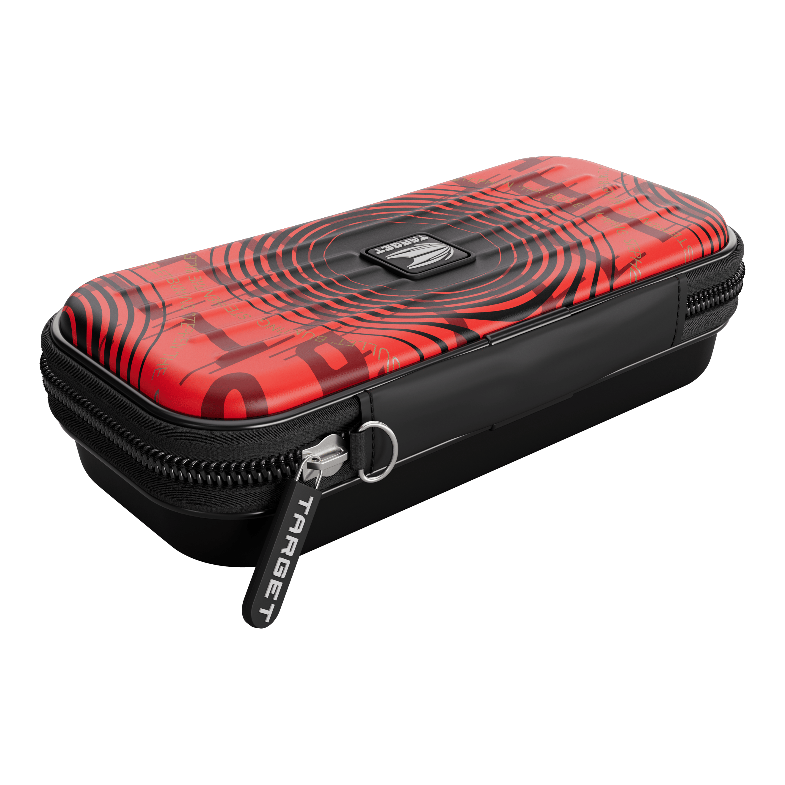 Étui à fléchettes Target Takoma Stephen Bunting Das Bild zeigt das Produkt "Target Takoma Stephen Bunting Dartcase". Das Dartcase ist rot-schwarz gestaltet und hat einen Reißverschluss mit dem Schriftzug "TARGET".