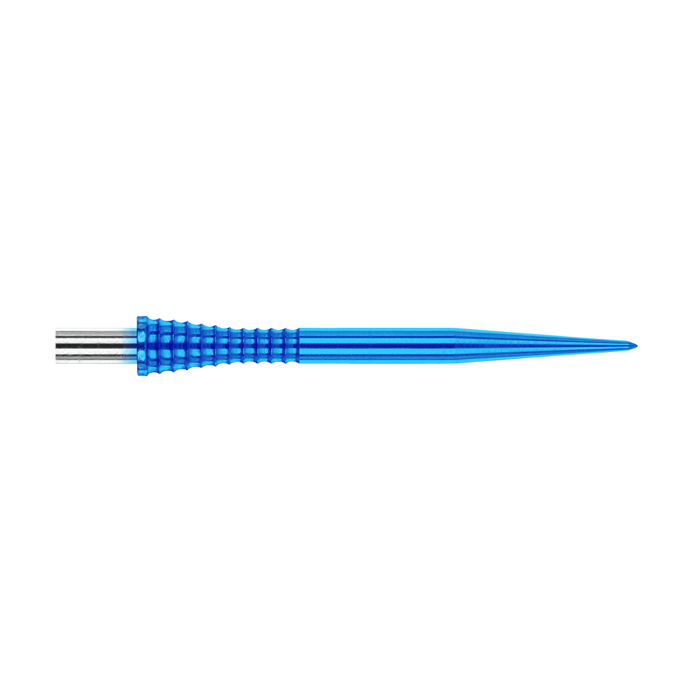 Pointes de fléchettes en acier Red Dragon Raptor Gripped Blue 30 mm Das Bild zeigt eine blaue Dartspitze mit griffiger Struktur aus Metall. Es handelt sich um das Produkt "Red Dragon Raptor Gripped Blue Steeldartspitzen 30mm".