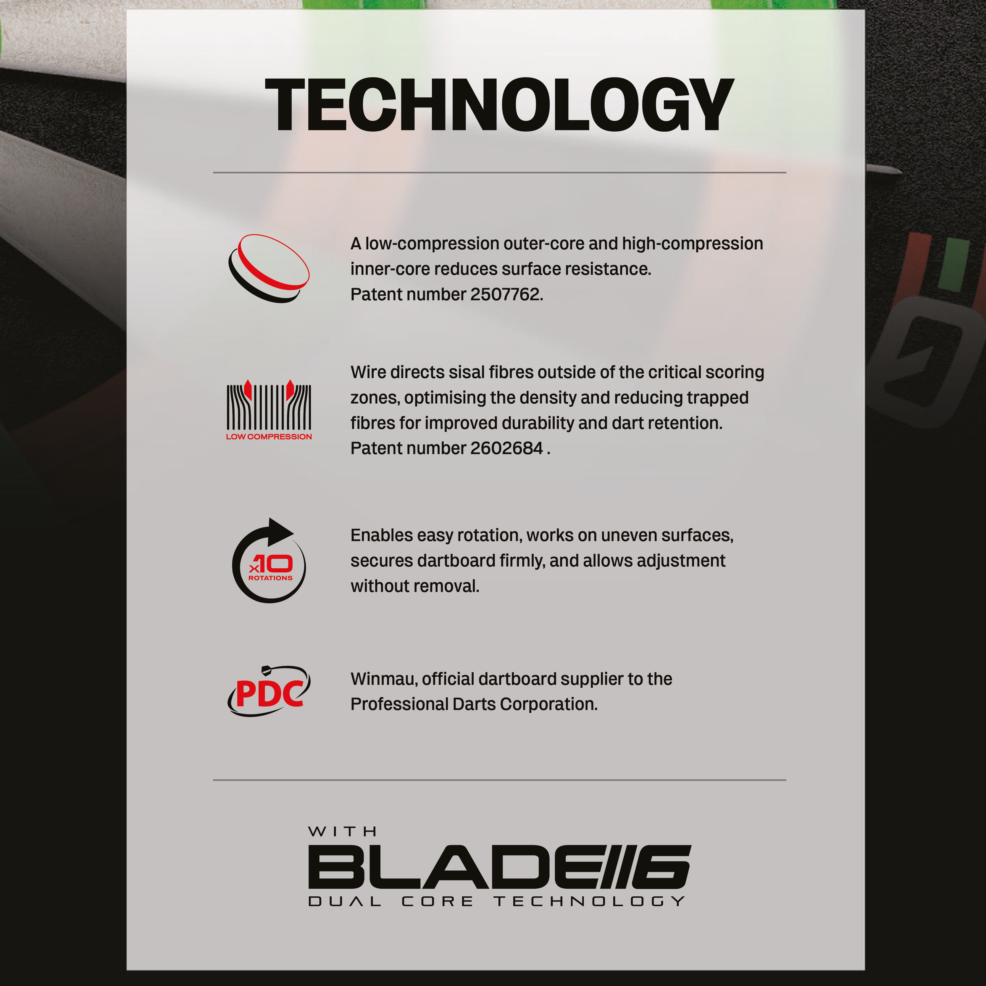 Cible de fléchettes en acier Winmau Equalizer Das Bild zeigt das Winmau Equalizer Steeldartboard. Es handelt sich um ein hochwertiges Steeldartboard für Dartspieler.