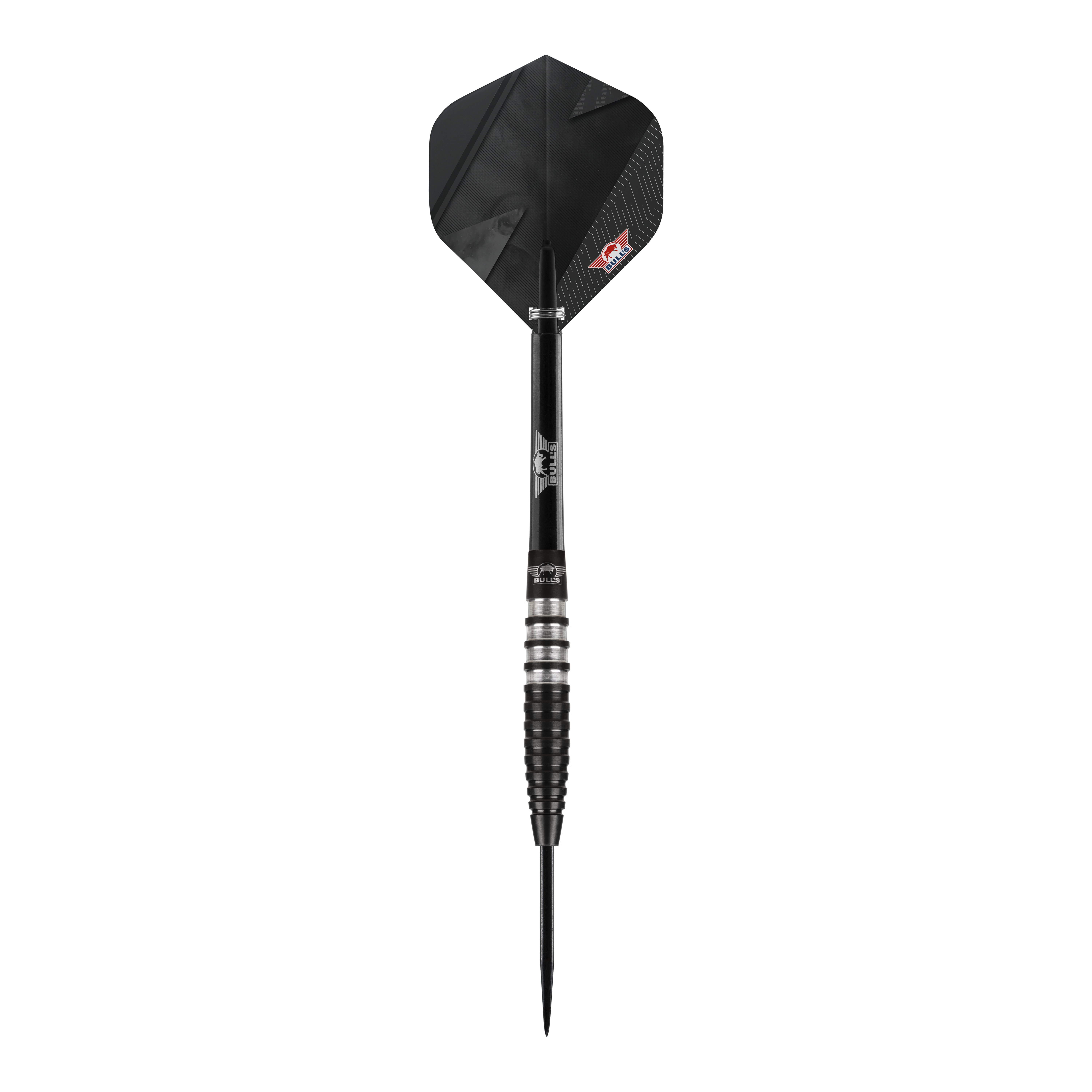Fléchettes Bulls NL Lightning en acier noir Der "Bulls NL Lightning Black Steeldart" ist ein eleganter Dartpfeil in Schwarz mit silbernen Akzenten. Er hat ein modernes Design und eignet sich für professionelle Dartspieler.