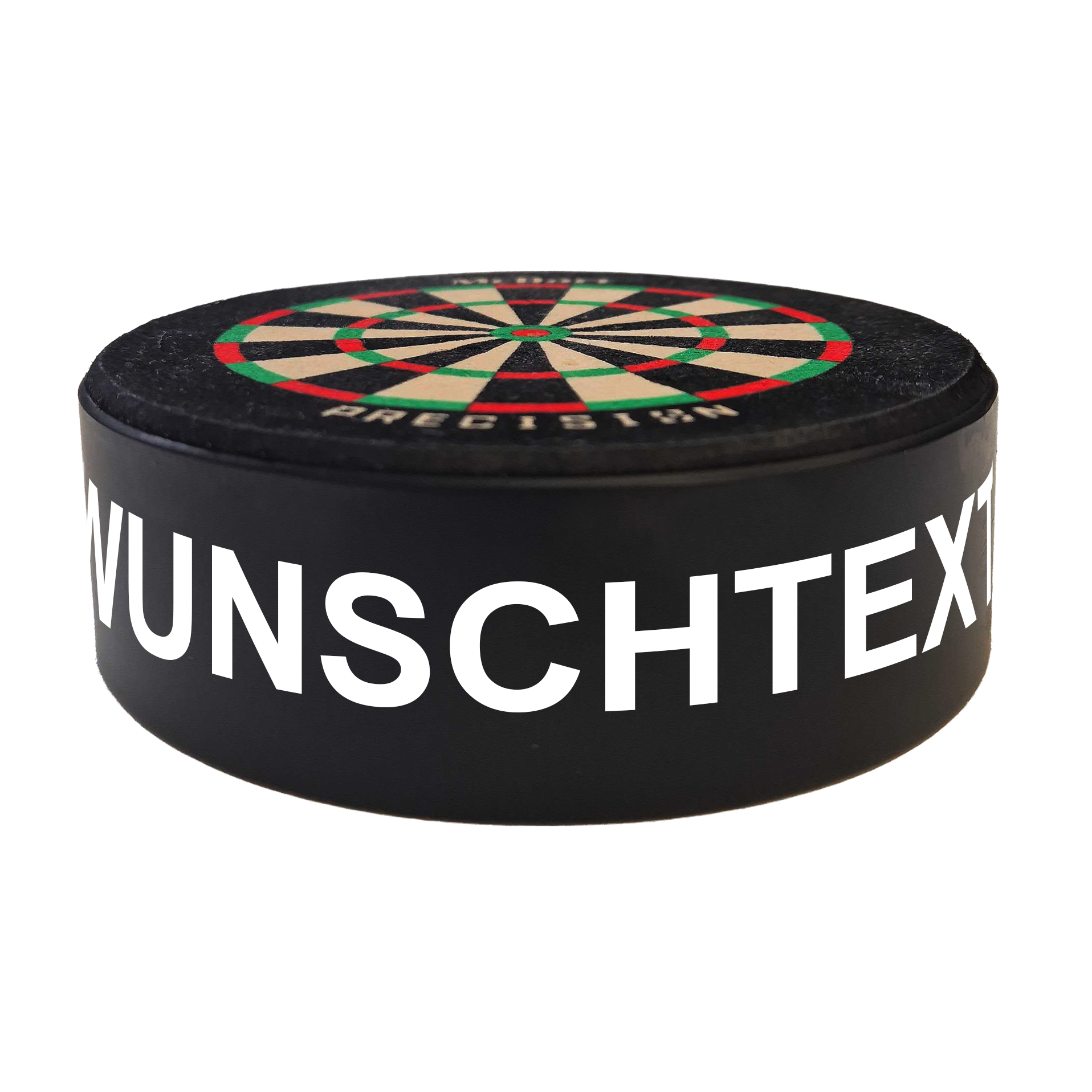 Cible de fléchettes miniature McDart Precision avec texte personnalisé Dieses Bild zeigt ein Produktbild mit dem Dateinamen 765_McDart_Mini_Precision_Dartboard_Darthalter_2_Arial. Das genaue Produkt ist nicht angegeben.