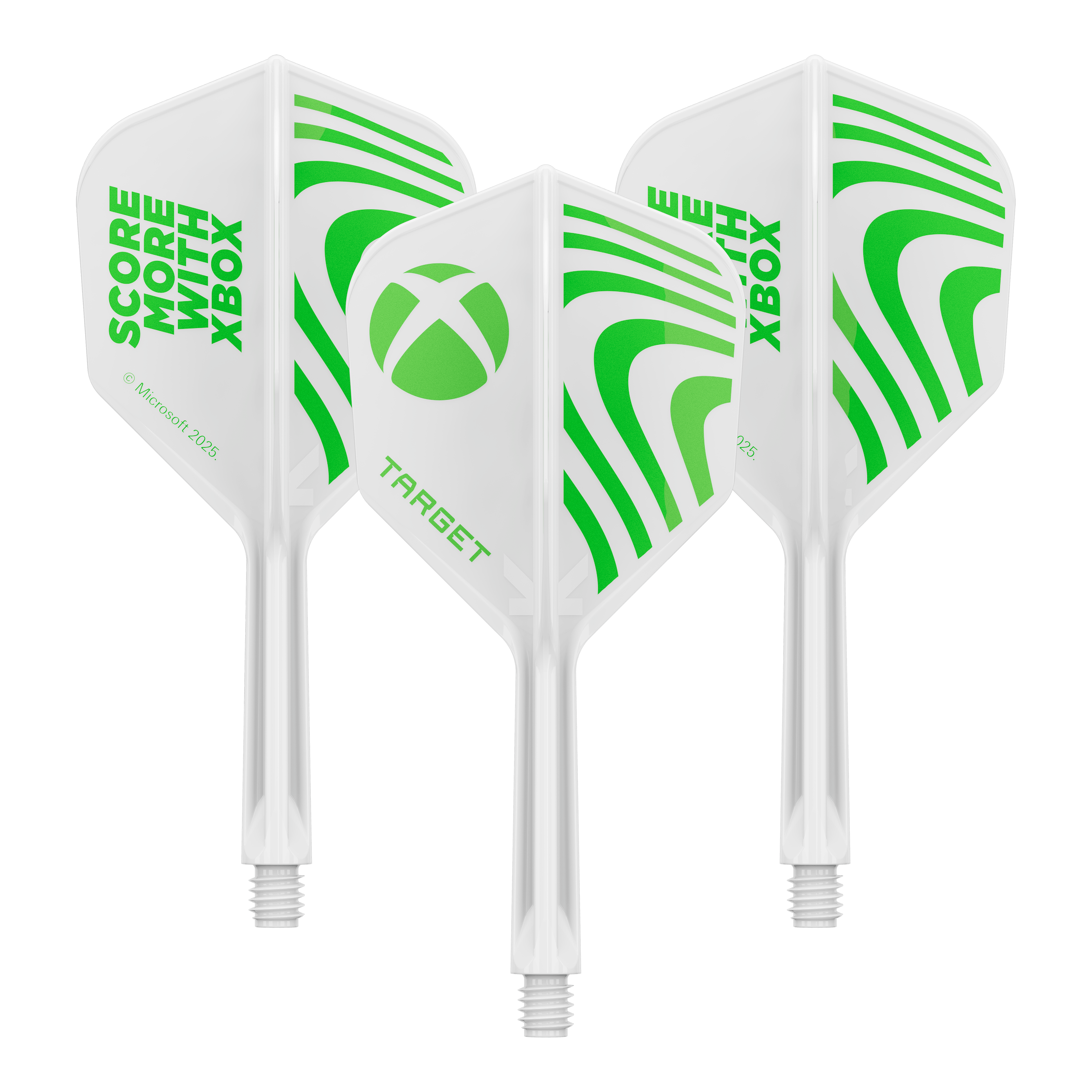 Target Xbox K-Flex No6 Flights - Blanc Dieses Bild zeigt vermutlich Target Xbox KFlex No6 Flights in der Größe 19mm, ein Set. Das Bild dient zur Veranschaulichung der Dart-Zubehörteile.