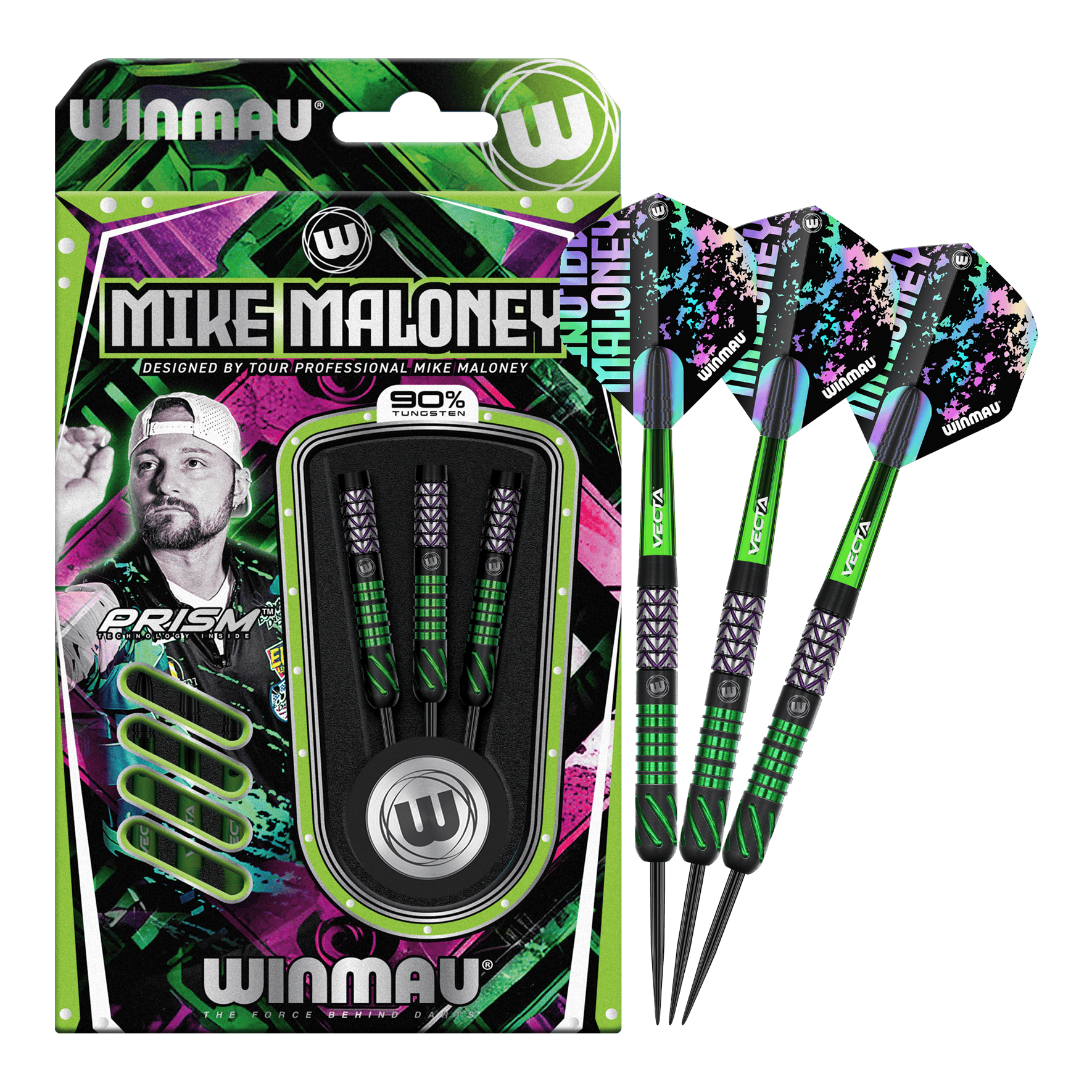 Fléchettes en acier Winmau Mike Maloney Das Bild zeigt die Winmau Mike Maloney Steeldarts. Diese Darts sind bekannt für ihre hohe Qualität.