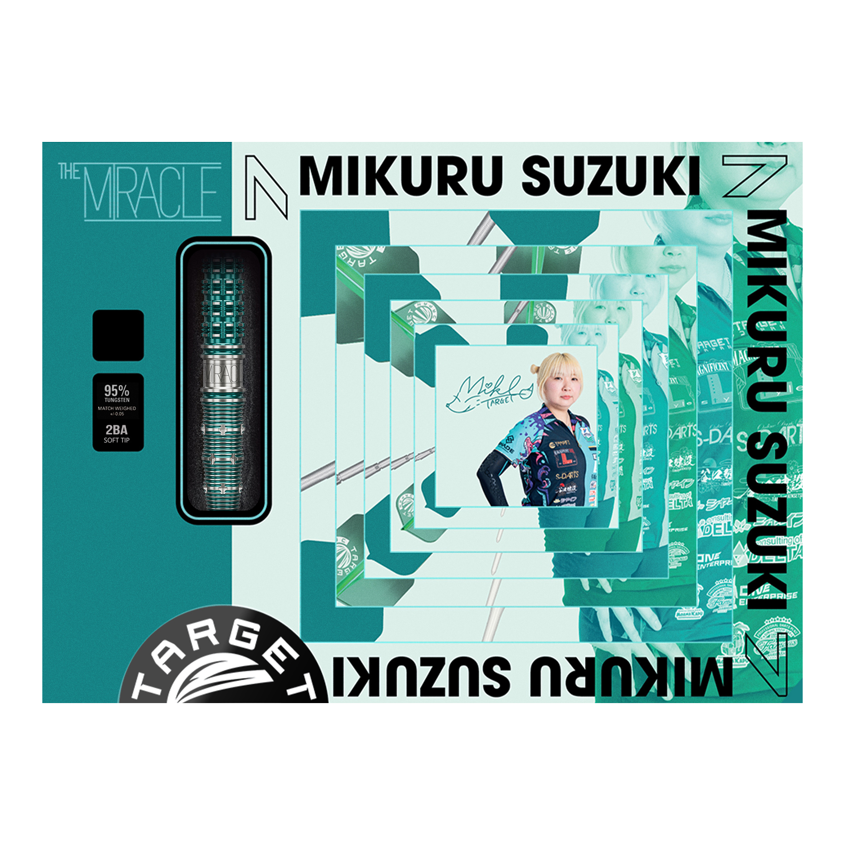 Target Japan Mikuru Suzuki The Miracle GEN7 Fléchettes souples - 21,5 g Abgebildet sind die Target Japan Mikuru Suzuki The Miracle GEN7 Softdarts - 21,5g. Diese Dartpfeile wurden für Mikuru Suzuki entworfen.