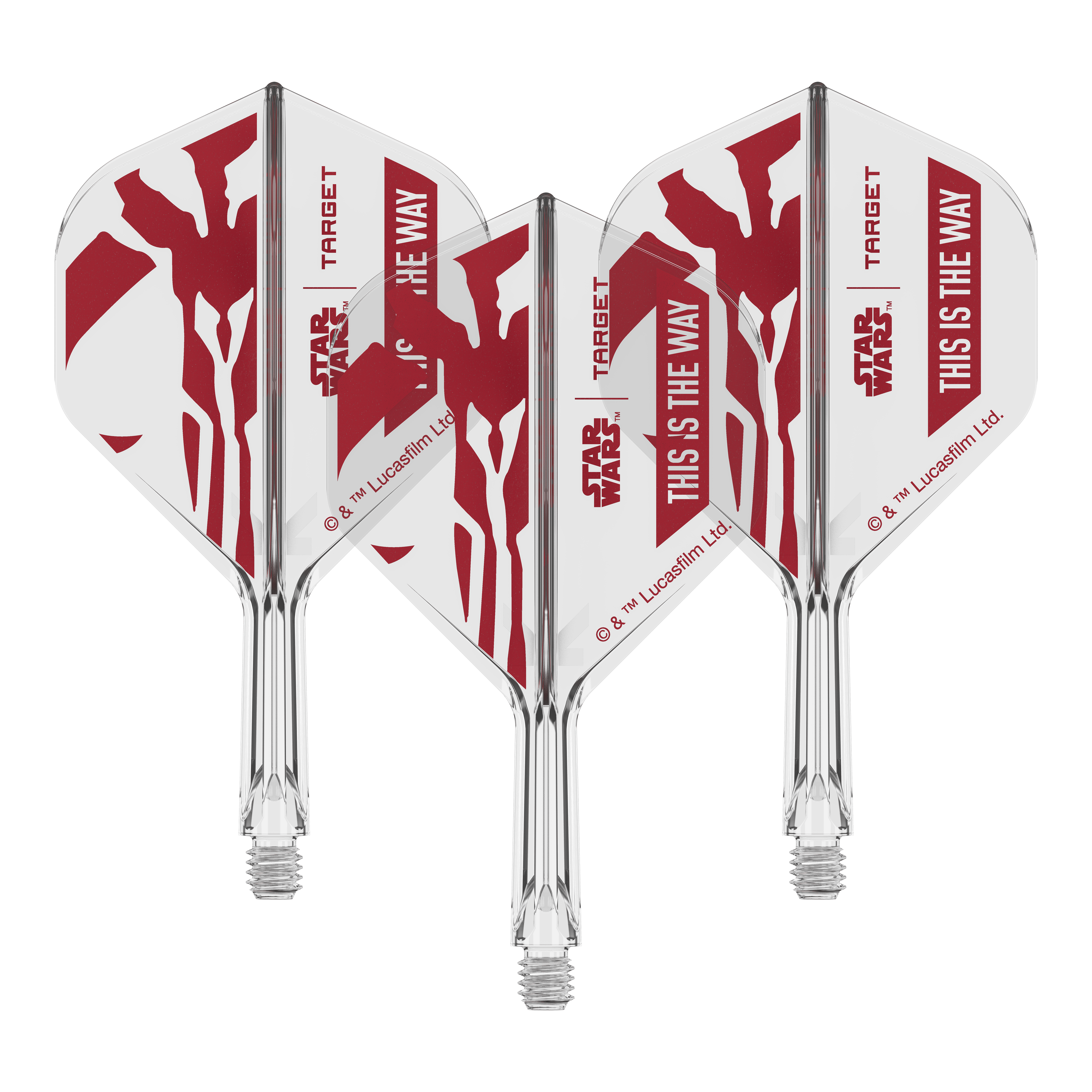 Coffret Target Star Wars K-Flex Mandalorian n°2 Vols standards Dieses Dart-Flight zeigt das Star Wars Motiv 'This Is The Way'. Es ist das Modell 'K-Flex This Is The Way No2 Standard Flights' mit 19mm.