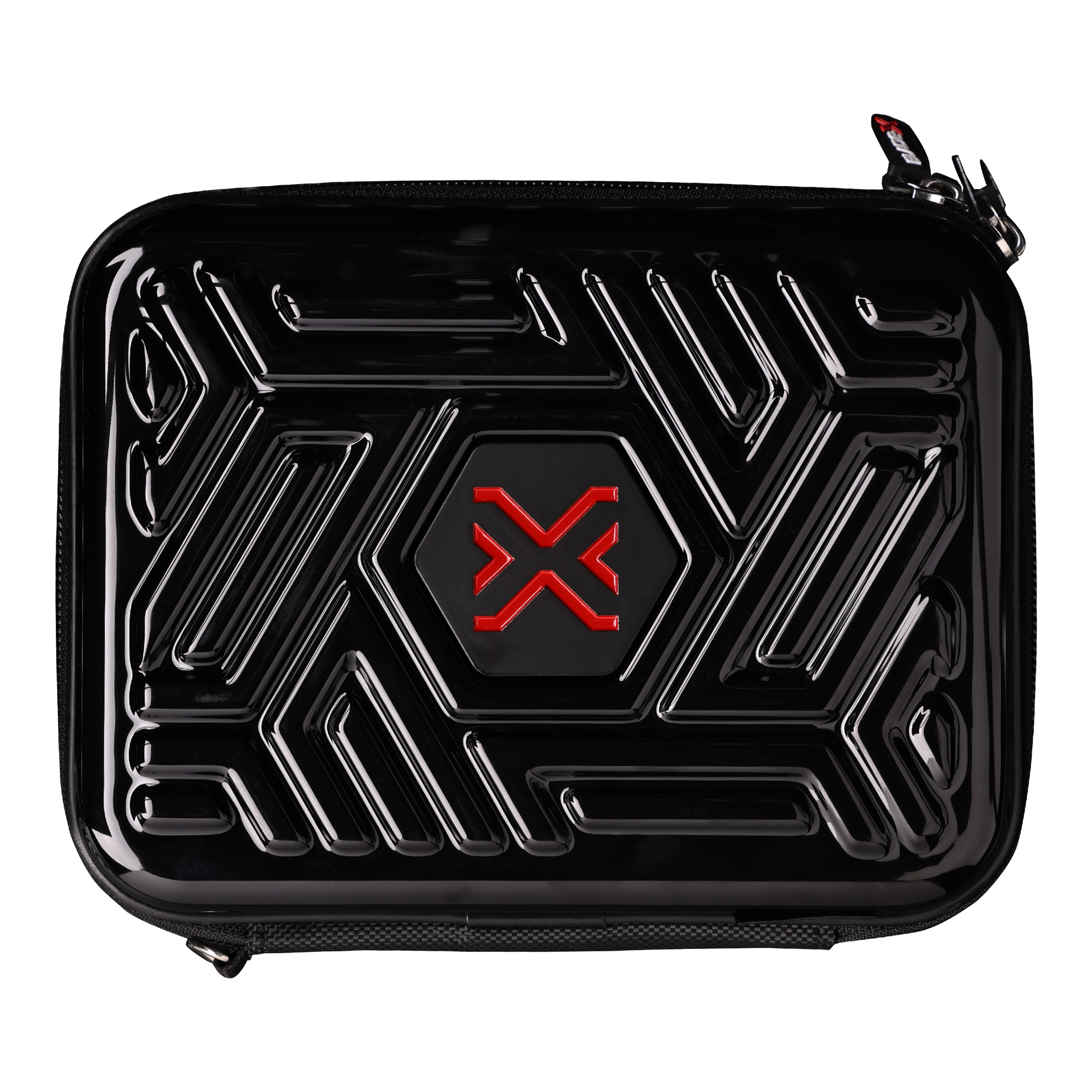 Auf dem Bild ist das Winmau Blade X Armor G2 Dartwallet zu sehen. Die Darttasche schützt und organisiert die Darts professionell.