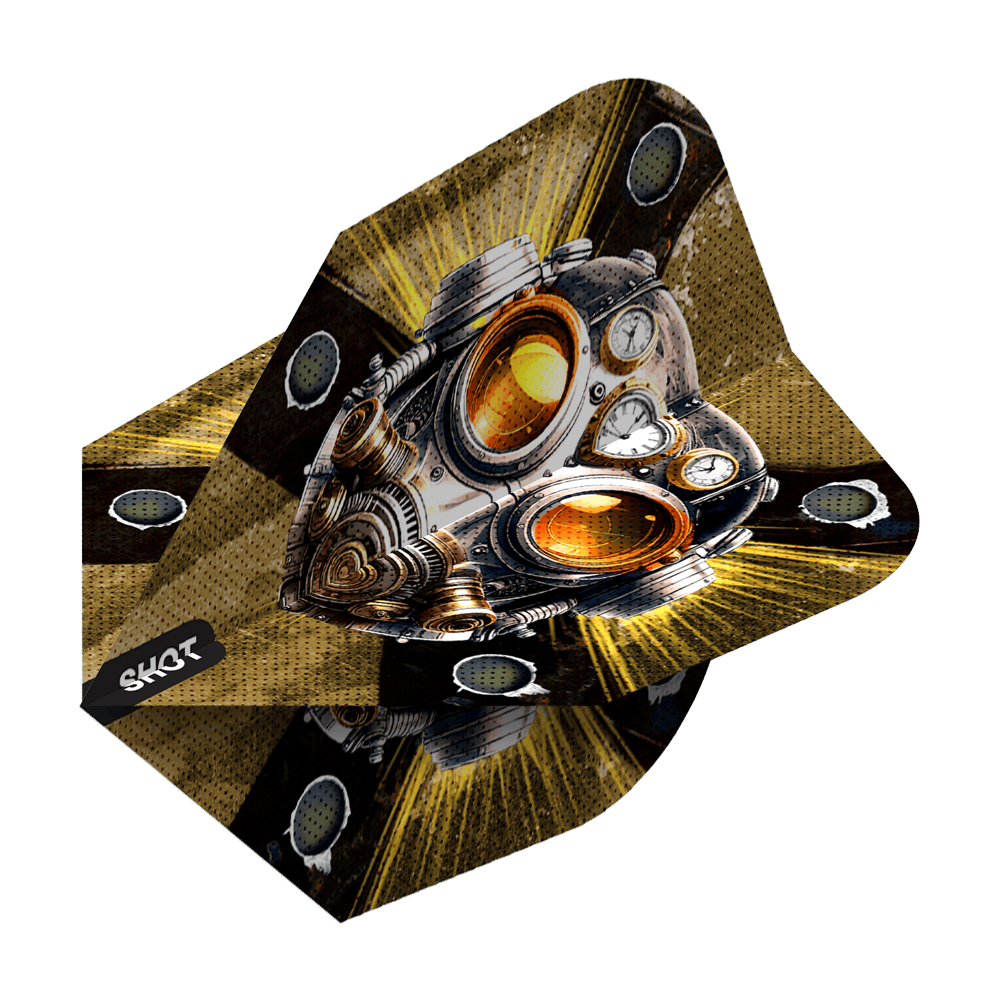 Shot sur Badlands Le shérif n°6 Vols Abgebildet sind die Shot Badlands The Sherriff No6 Flights. Die Dart-Flights haben ein markantes Design.