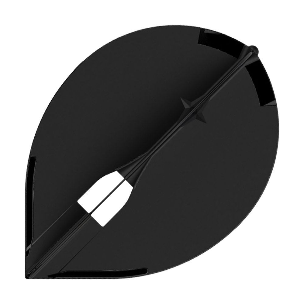 Ailettes L-Style Champagne L2PRO Teardrop - Noir Das Bild zeigt ein schwarzes L-Style Champagne L2PRO Teardrop Flight. Es handelt sich um ein Zubehörteil für Dartpfeile in Tropfenform.