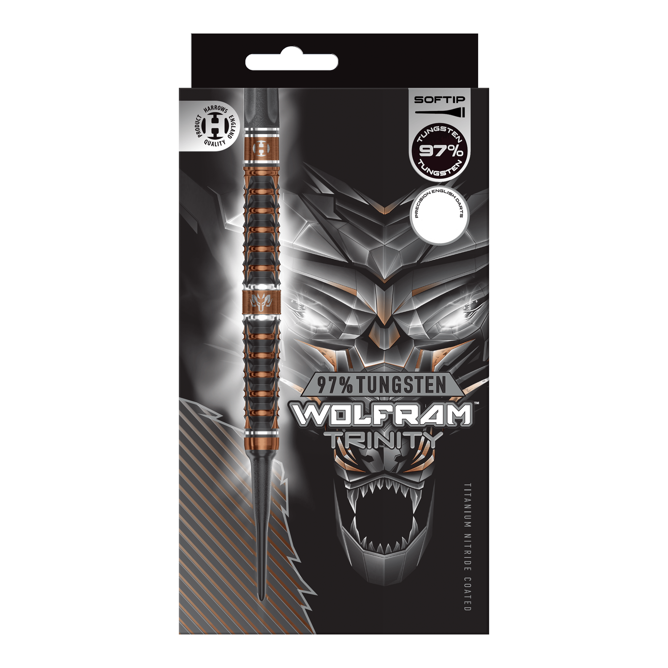 Fléchettes souples Harrows Tungsten Trinity Harrows Wolfram Trinity Softdarts werden auf dem Bild gezeigt. Es handelt sich um spezielle Softdarts für Dartspieler.