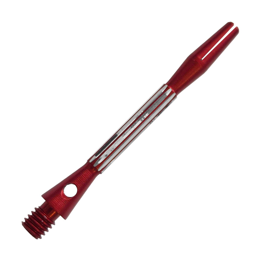 Tiges en aluminium Bulls NL Flash 2 - Rouge - 46 mm Bulls NL Flash 2 Aluminium Shafts in Rot, 46 mm lang. Das Bild zeigt einen roten Aluminiumschaft für Dartpfeile.