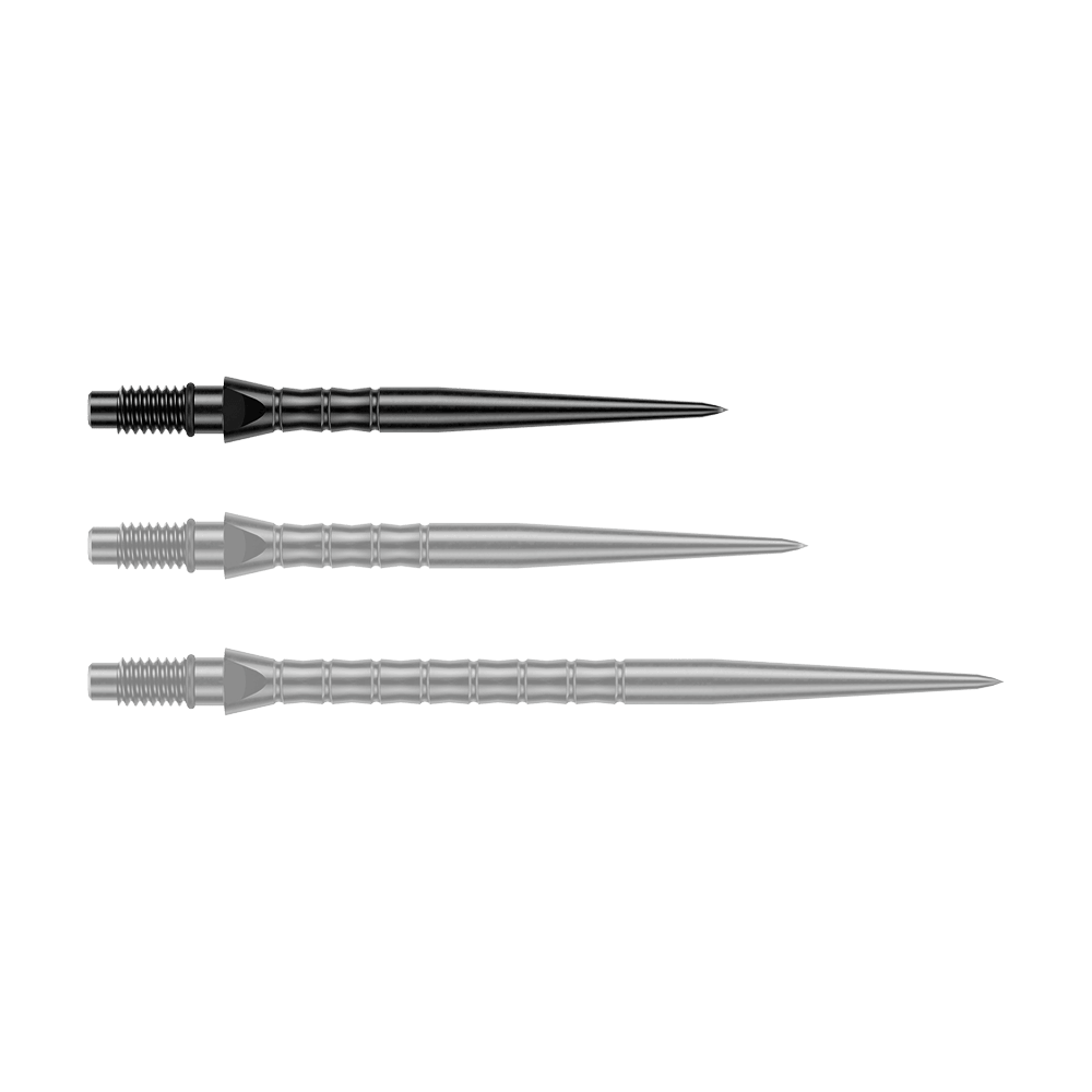Pointes de fléchettes en acier Winmau Switch Point Wave - noires Zu sehen sind schwarze Steeldartspitzen mit einer Länge von 26 mm. Diese Spitzen eignen sich für das Dartspiel mit Steeldarts.