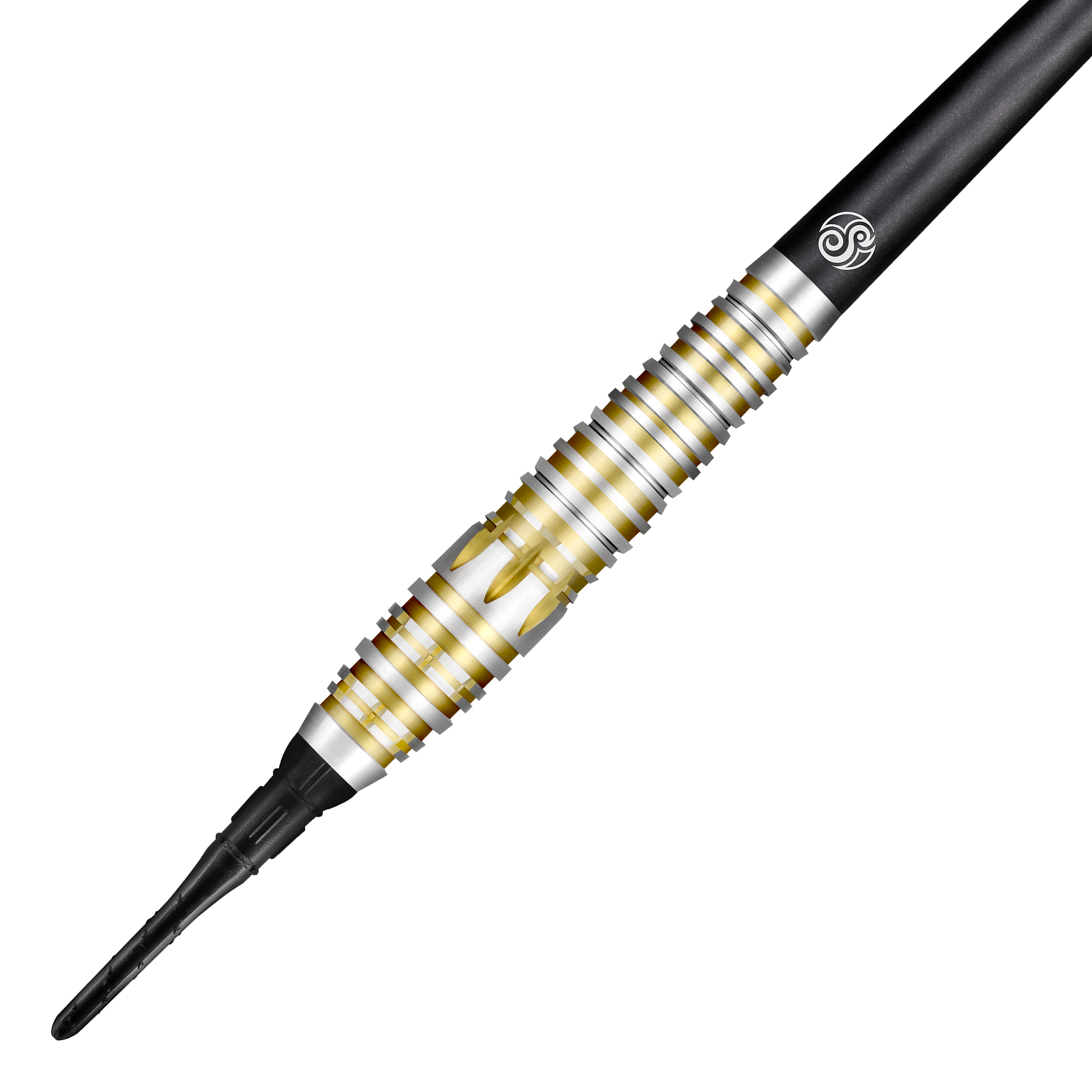 Fléchettes souples Shot Celt Balor Dies ist ein Shot Celt Balor Softdart. Der Dartpfeil hat ein silbernes und goldenes Ringdesign mit einer schwarzen Spitze.