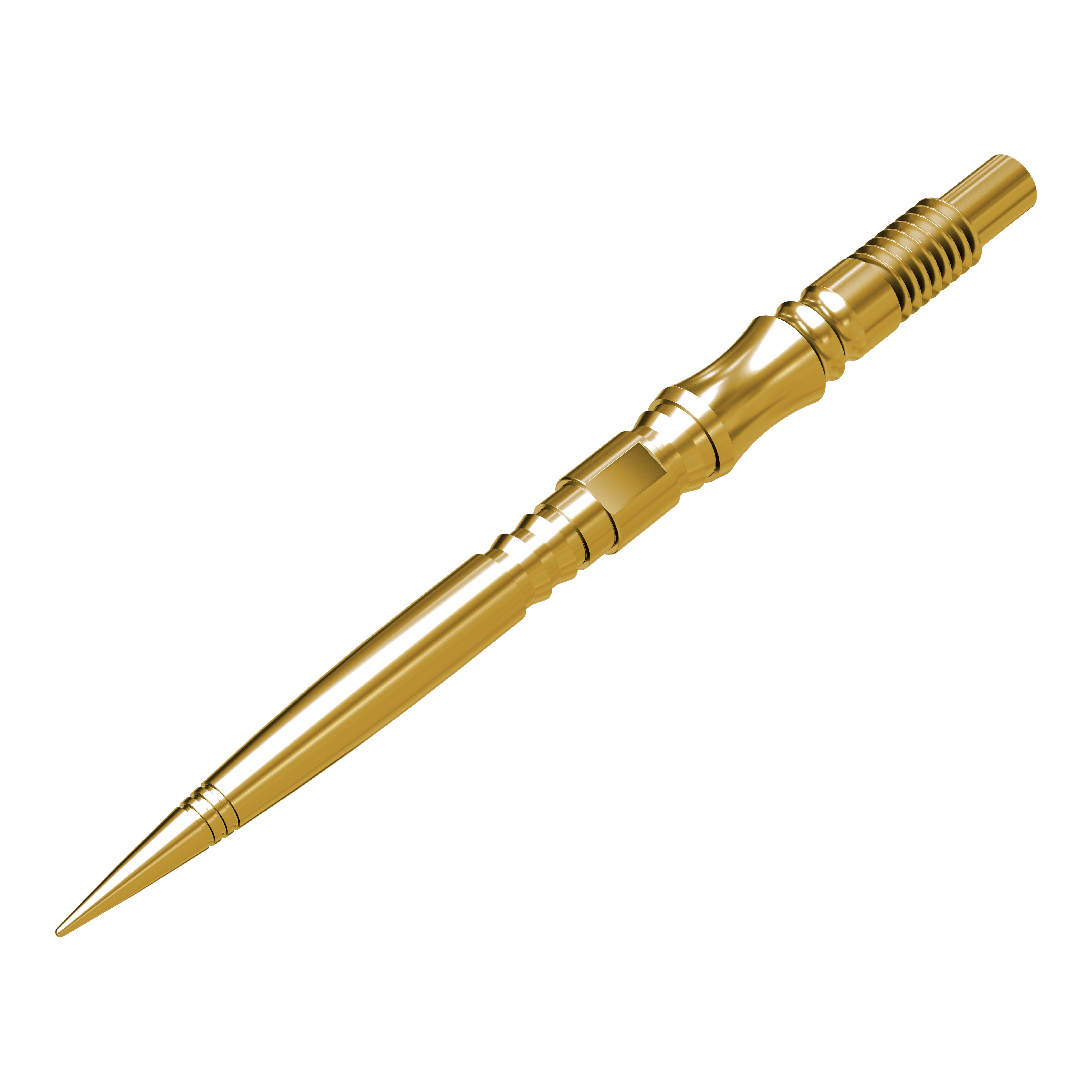 Pointes de fléchettes Harrows Quick Point Axis Elite Series - Or Die Harrows Quick Point Axis Elite Series Dartspitzen in Gold werden hier präsentiert. Die Dartspitzen liegen in einer Reihe und zeigen ihre metallische Farbe.