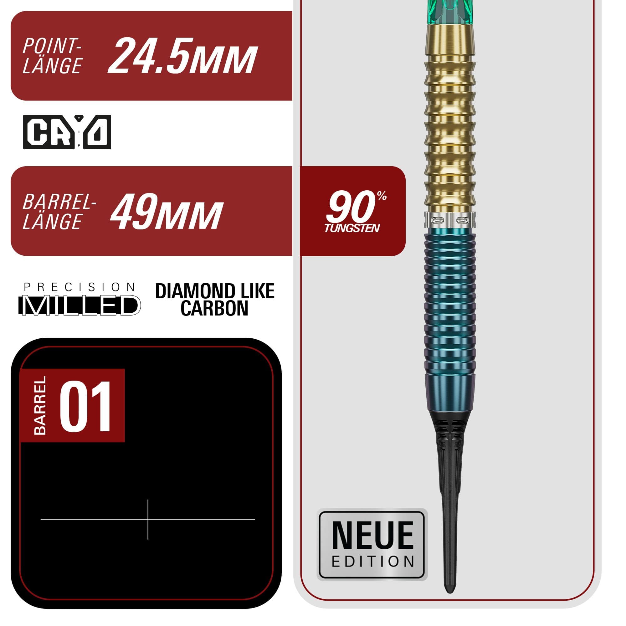 Fléchettes souples Target Japan Prime Series Zenith GEN 2.5 - 20 g Abgebildet sind die Target Japan Prime Series Zenith GEN 2.5 Softdarts mit 20g Gewicht. Die Darts haben ein modernes Design und eignen sich für fortgeschrittene Spieler.