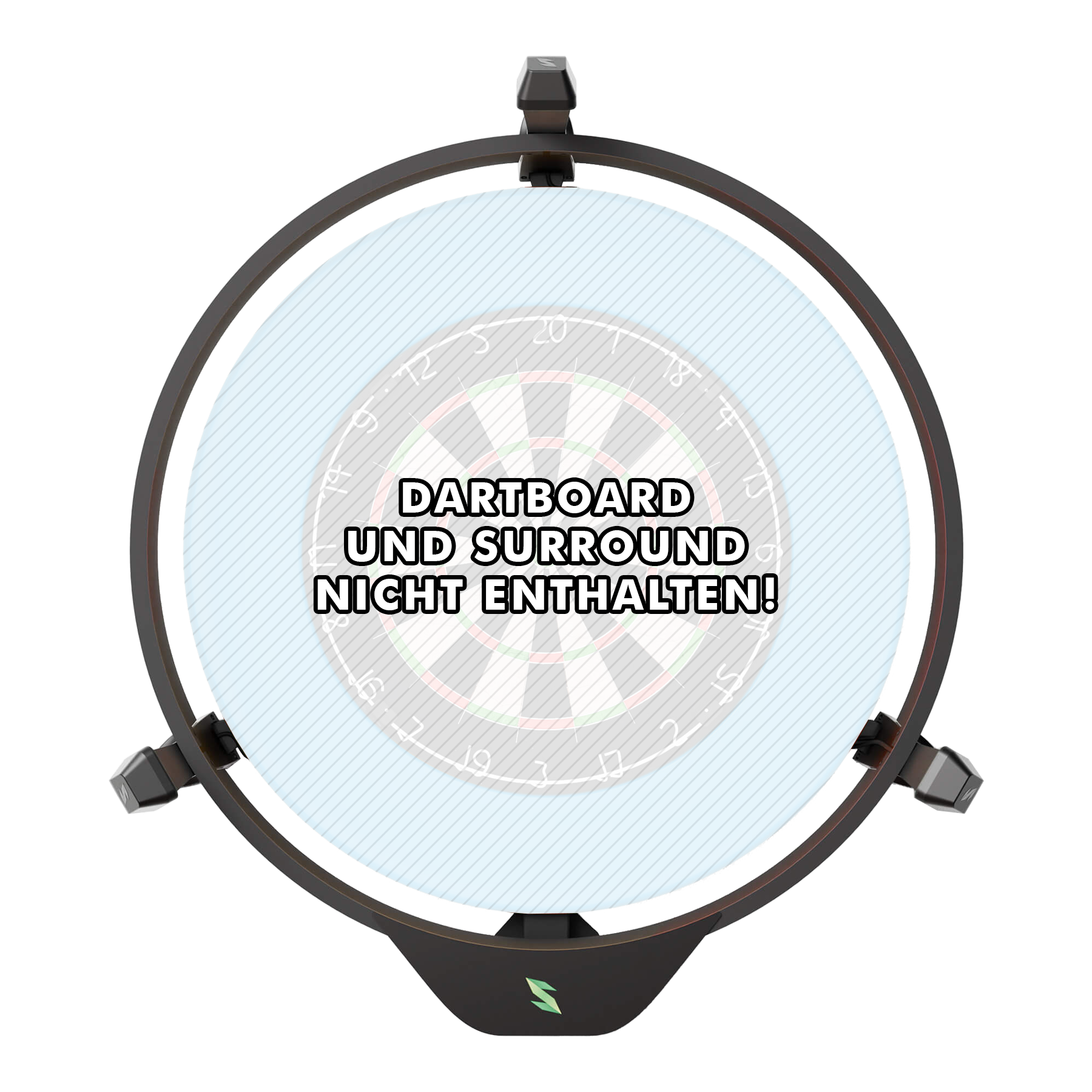 Scolia Home 2 FLEX - Système de notation électronique automatique avec anneau lumineux 2026 Das Bild zeigt das Produkt "Scolia Home 2 FLEX - Electronic Score System mit Beleuchtungsring". In der Mitte steht der Hinweis: "Dartboard und Surround nicht enthalten!"