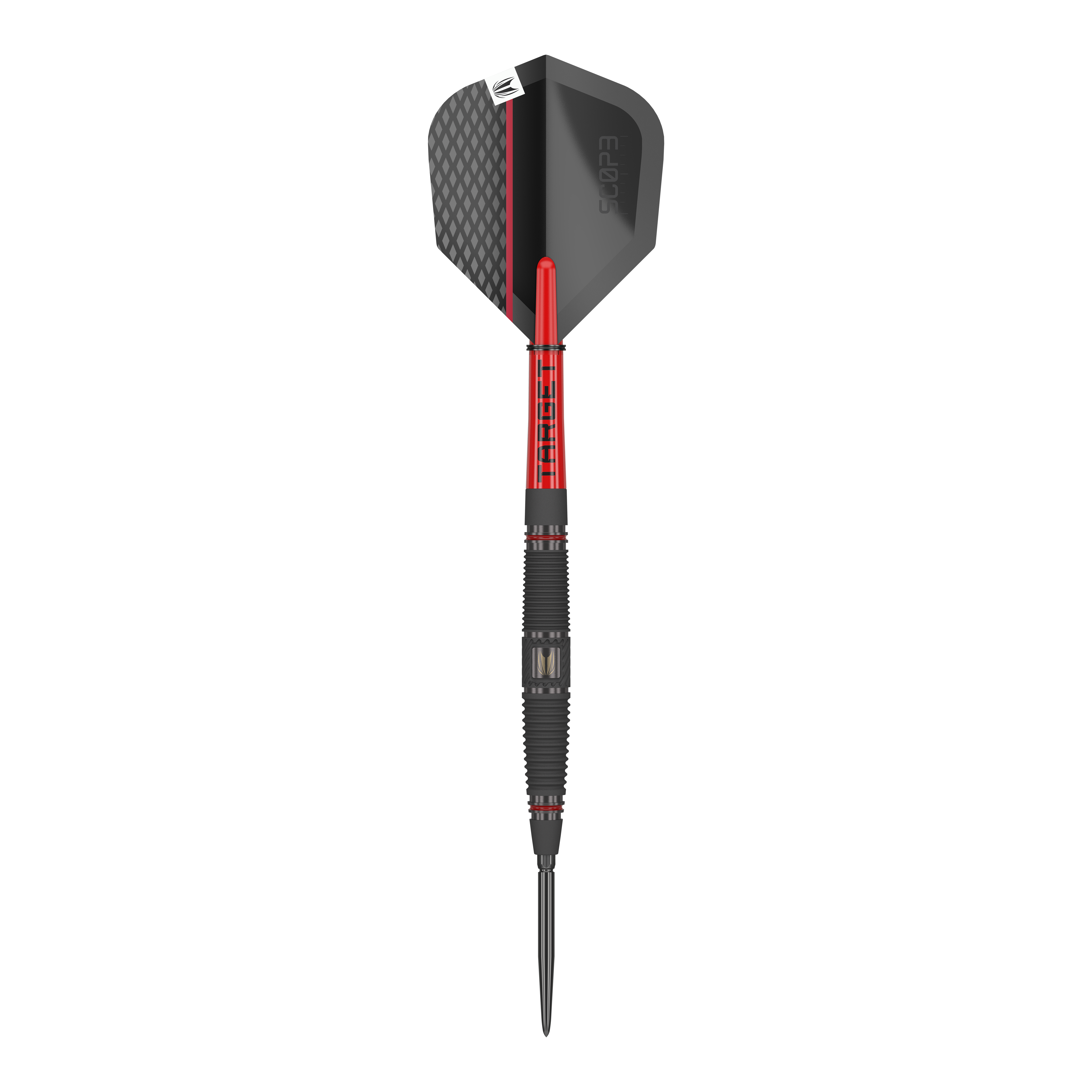 Fléchettes en acier Target Scope 04 Swiss Point Dies ist der Target Scope 04 Swiss Point Steeldart. Er hat ein modernes Design mit schwarzen und roten Akzenten.