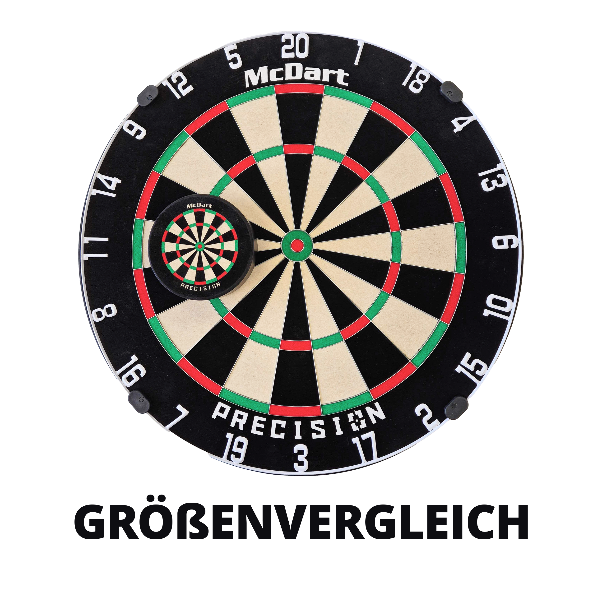 Cible de fléchettes miniature McDart Precision avec texte personnalisé Abgebildet ist das McDart Precision Mini Dartboard mit individuellem Wunschtext. Es ist eine kleine, präzise Dartscheibe mit Halterung.