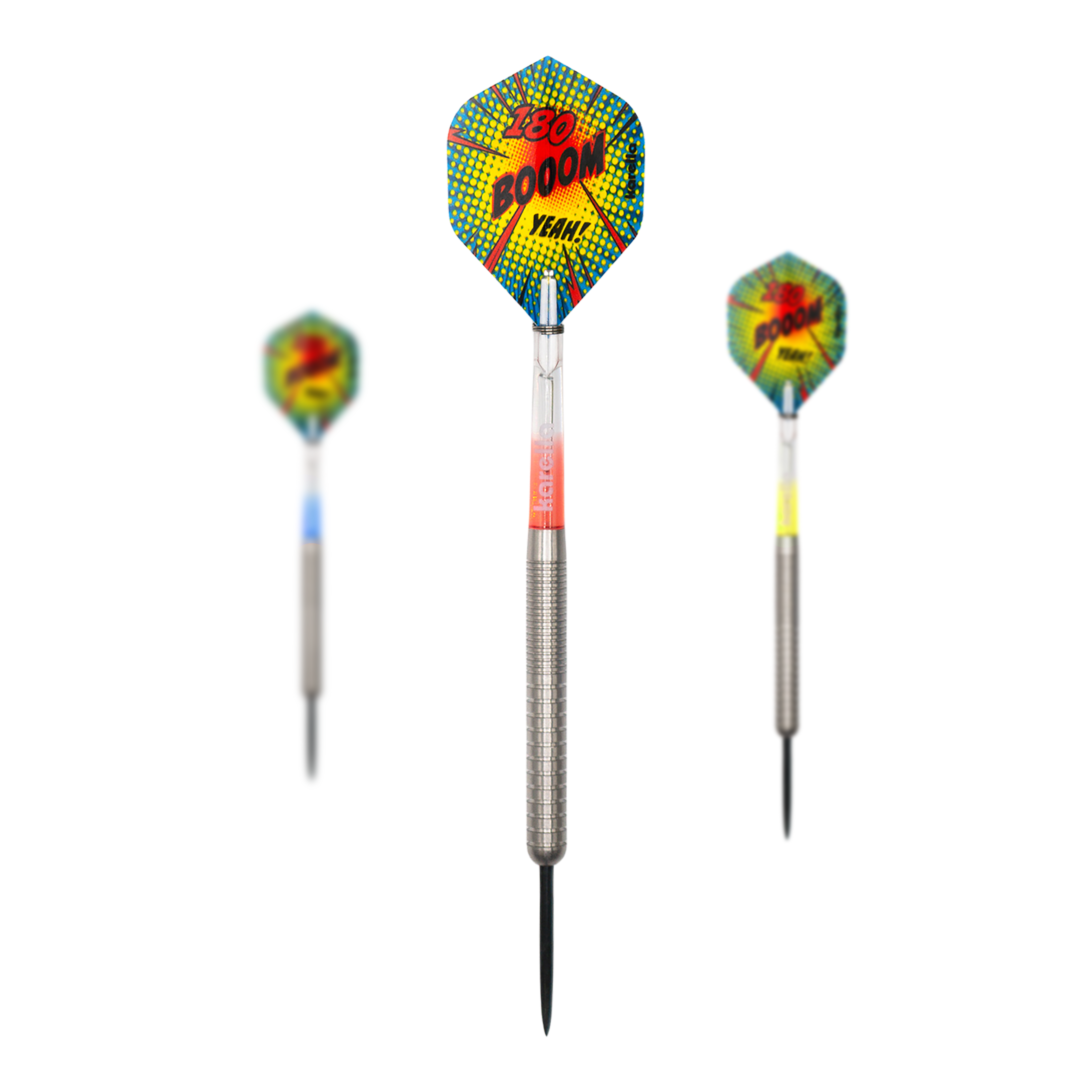 Dieses Bild zeigt die Karella Comic Line CL-1 Steeldarts mit einem Gewicht von 22g. Die Steeldarts sind für Dartsport-Enthusiasten geeignet.