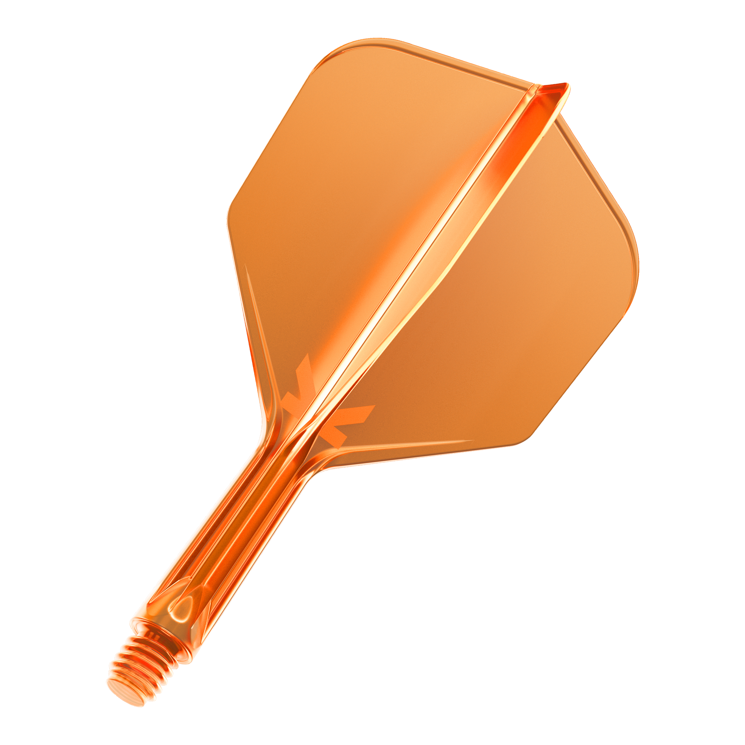 Système de vol Target K-Flex No6 - Orange fluo Dies ist ein neonorangener Dartflight mit integriertem Schaft. Das Material ist durchsichtig und glänzend.