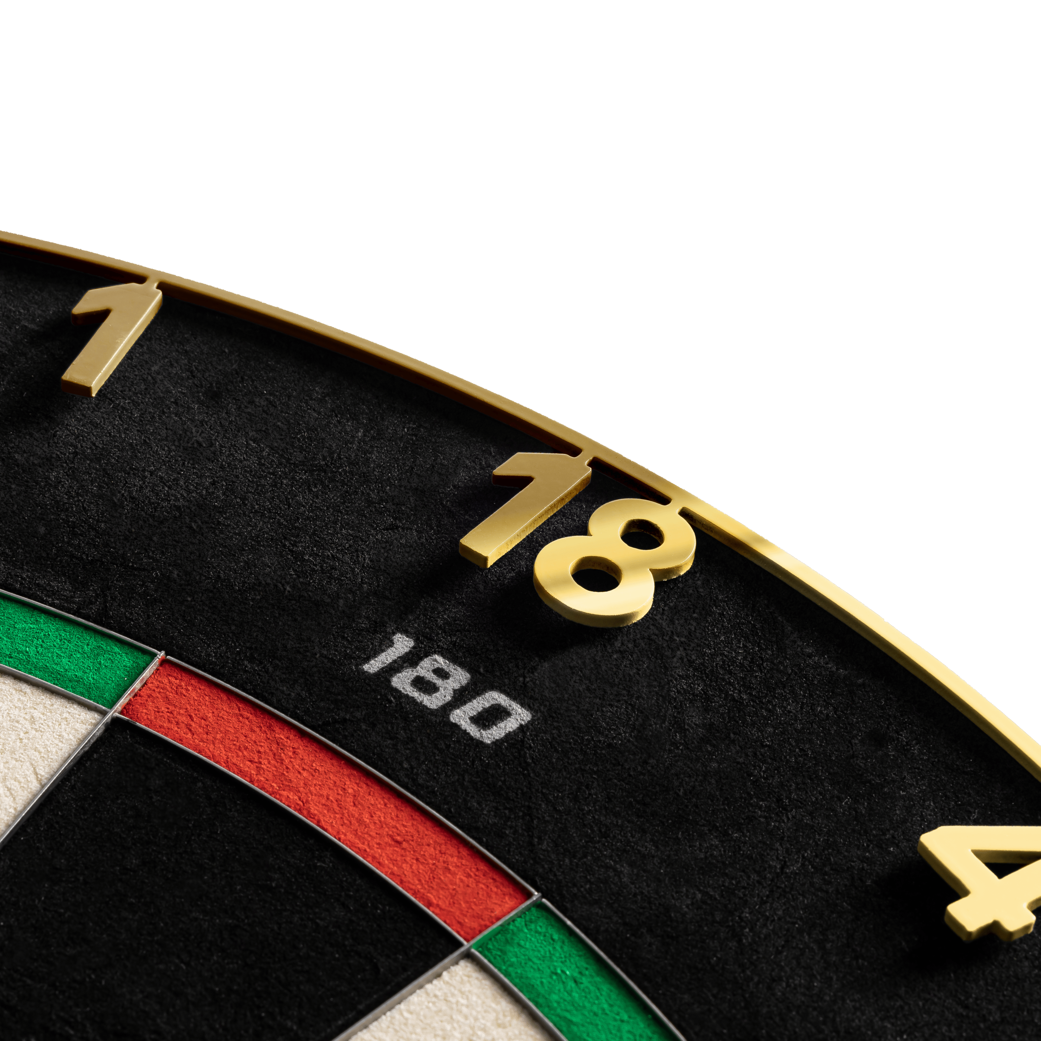 Cible de fléchettes Precise 180 Endorphine en acier avec anneau numéroté - Or Hier sieht man das Precise 180 Endorphine Steeldartboard mit Nummernring in Gold. Die goldene Dartscheibe ist für präzises Spielen konzipiert.