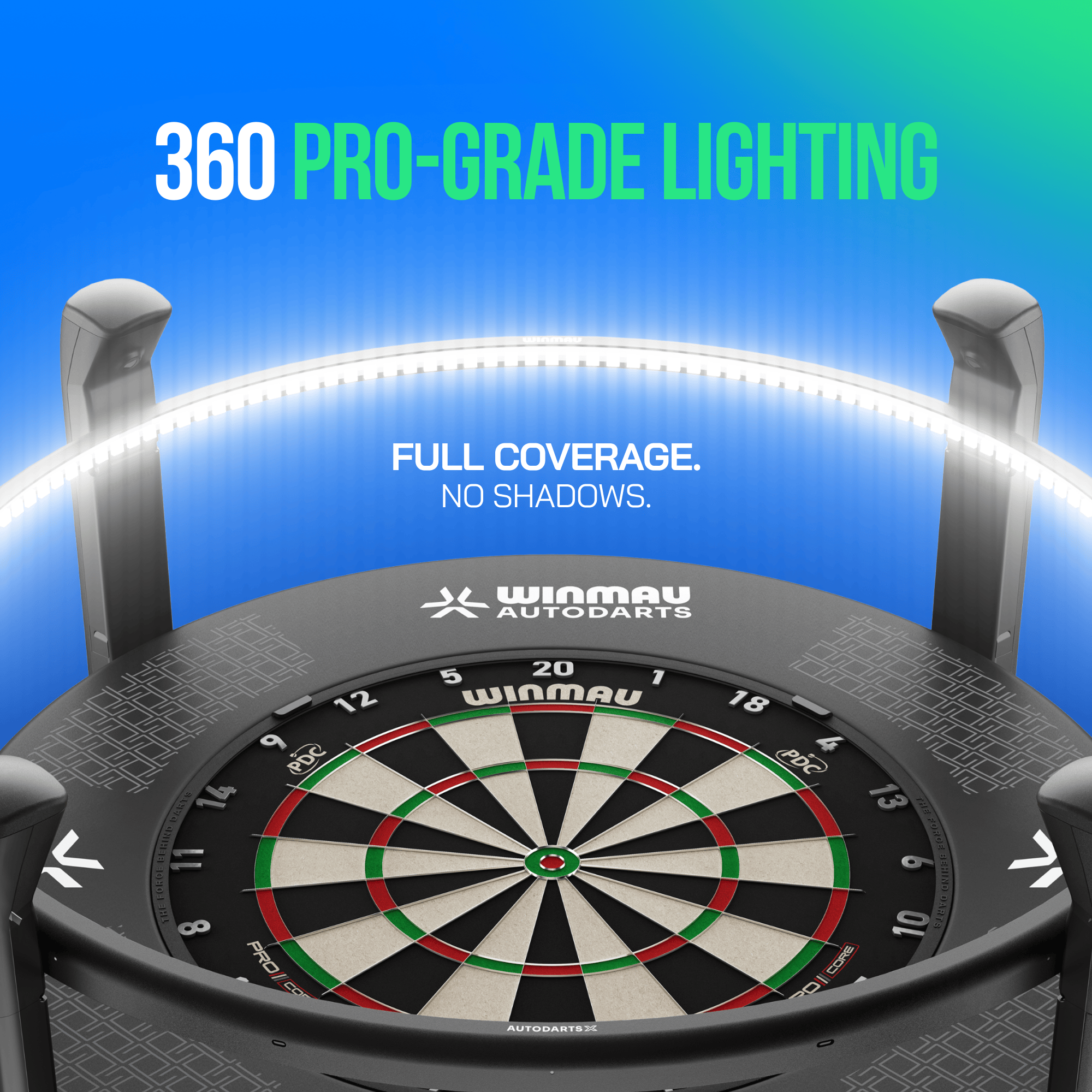 Système de notation automatique Winmau Autodarts X Zu sehen ist das Winmau Autodarts X Autoscoring-System. Es dient der automatischen Auswertung beim Darts-Spiel.