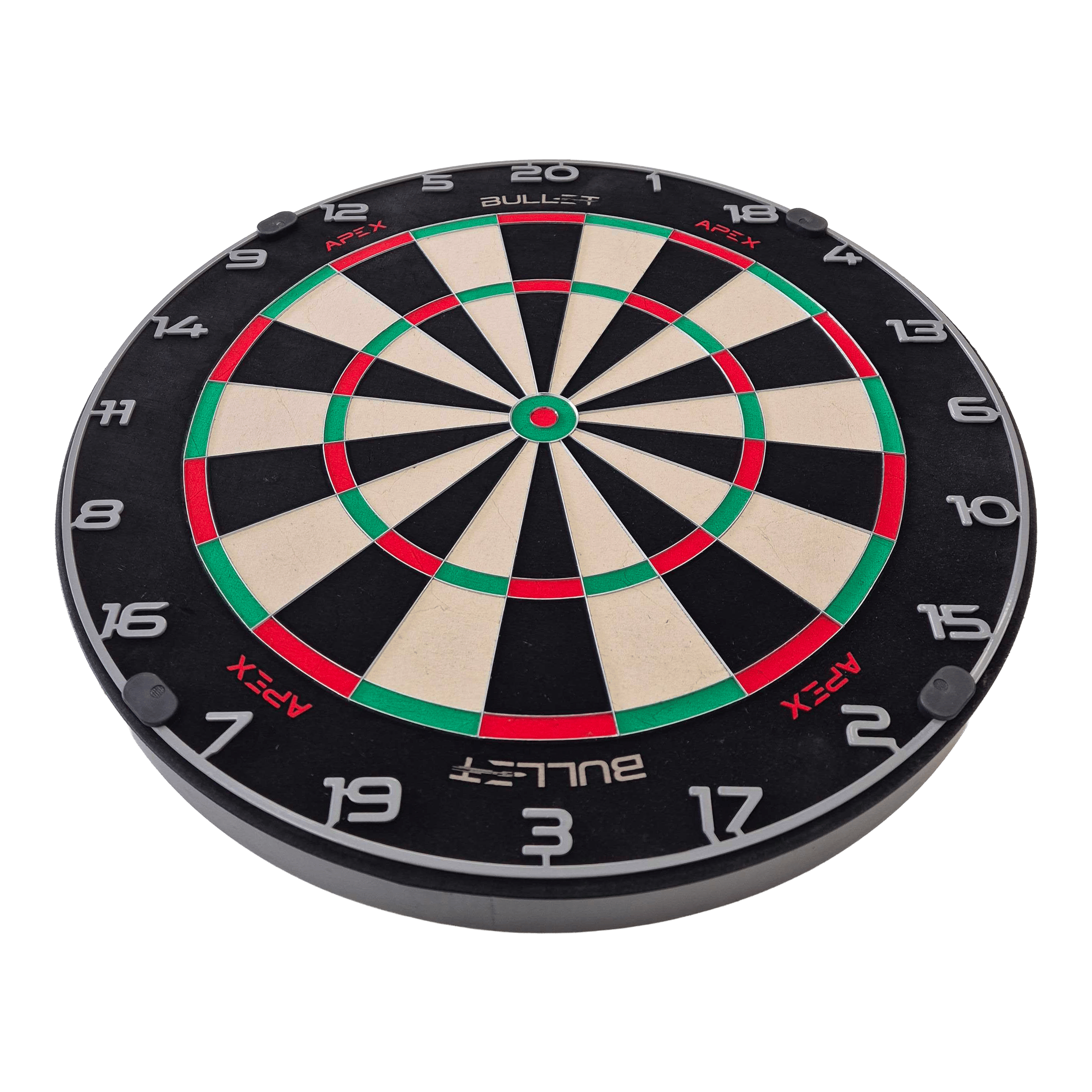 Cible en acier Bullet Apex Bullet Apex Steeldartboard hängt an der Wand. Es ist eine Zielscheibe für Steeldarts.
