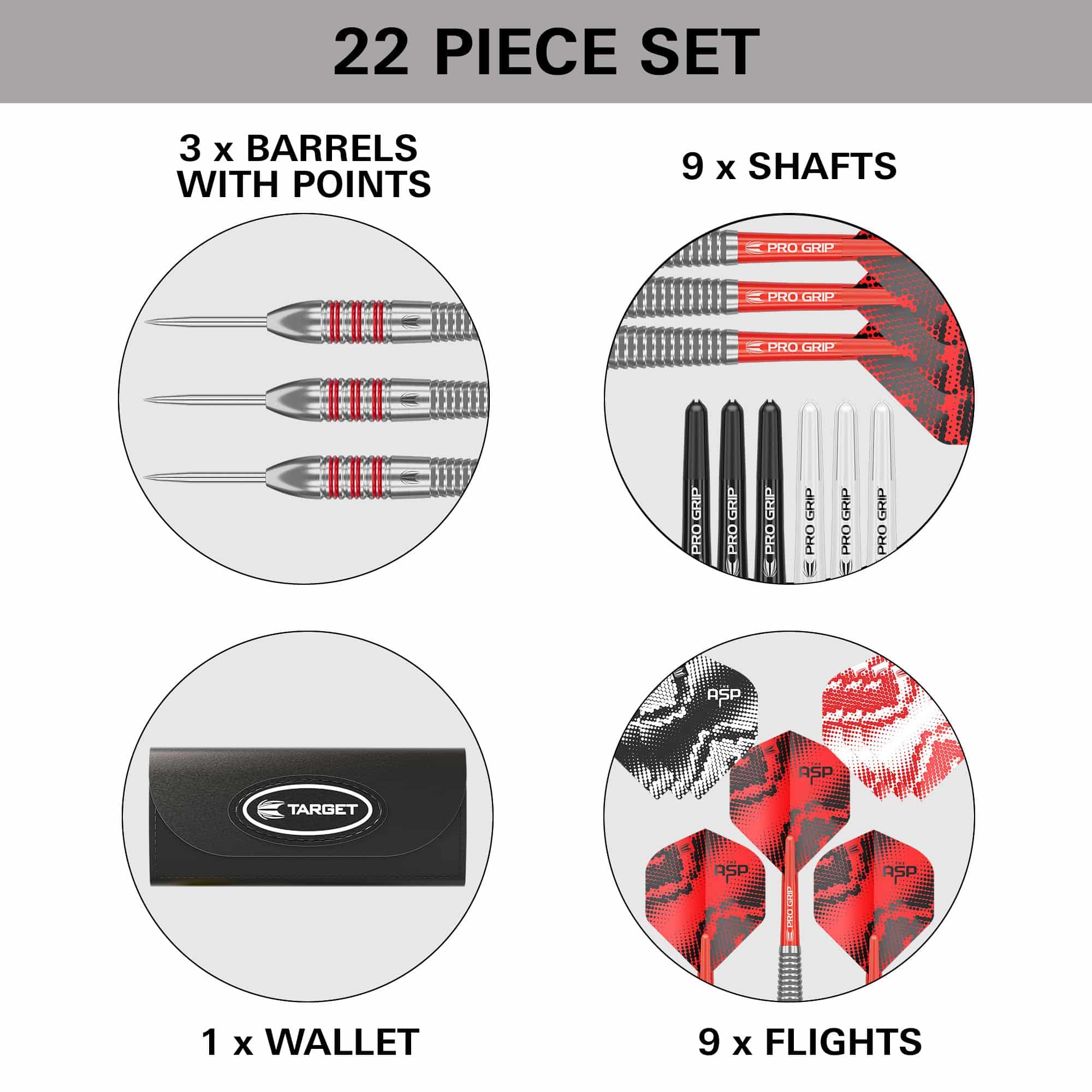 Fléchettes Target Nathan Aspinall en laiton et acier - 22 g Gezeigt werden die Target Nathan Aspinall Brass Steeldarts mit einem Gewicht von 22g. Sie sind für Steeldart-Wettbewerbe gedacht.