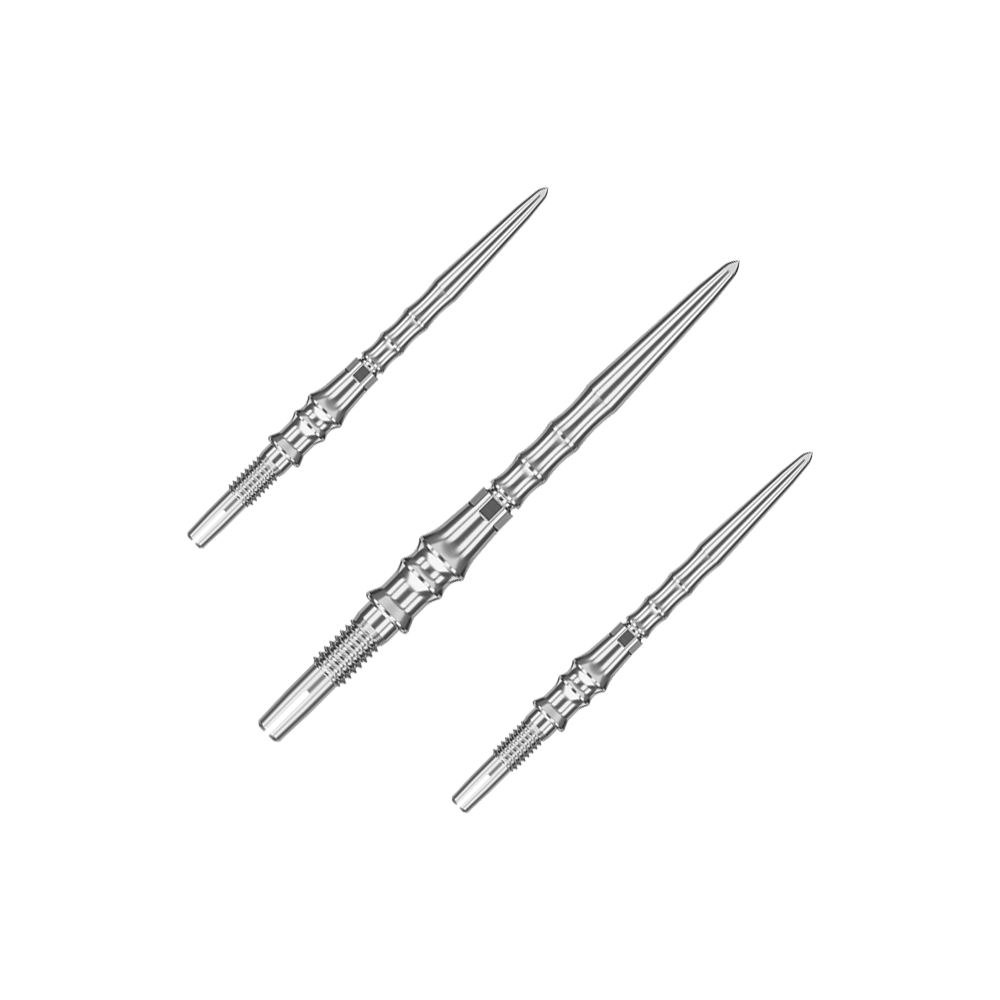 Pointes de fléchettes Target Japan Premium Swiss Point - Argent Ein Set silberner SwissPoint-Dartspitzen mit einer Länge von 30 mm ist abgebildet. Die Dartspitzen sind für den Einsatz mit Target Japan Premium geeignet.