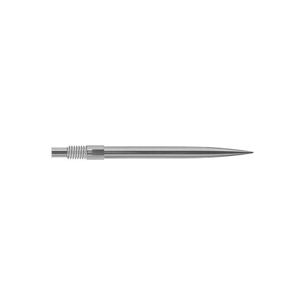 Embouts de fléchettes Harrows Quick Point - Argent Das Bild zeigt Harrows QuickPoint Dartspitzen in Silber mit einer Länge von 30mm. Es handelt sich um eine Produktabbildung der Dartspitzen.