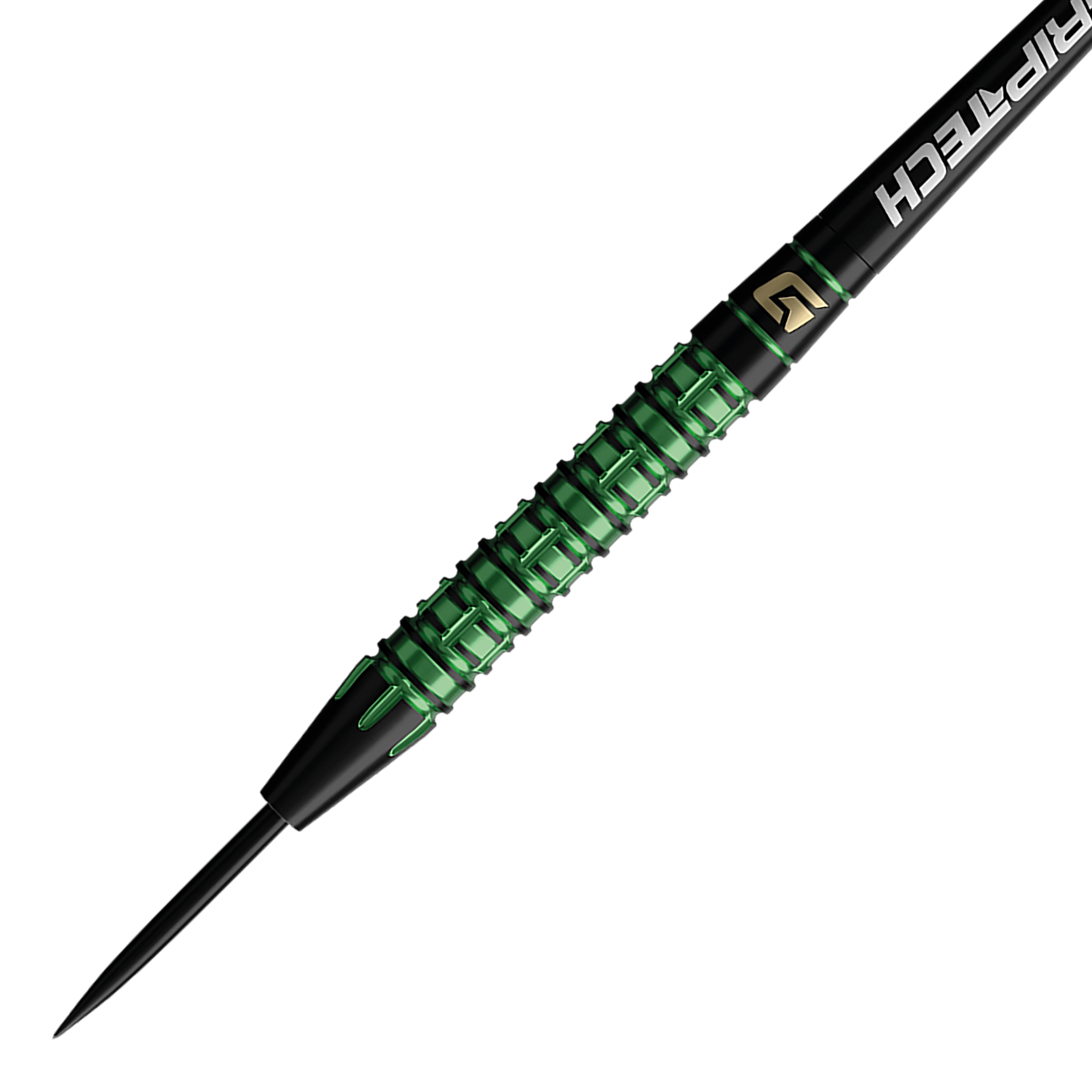Zu sehen sind die GOAT Athlete Green Tungsten Steeldarts. Das Foto präsentiert die Darts aus einer anderen Perspektive.