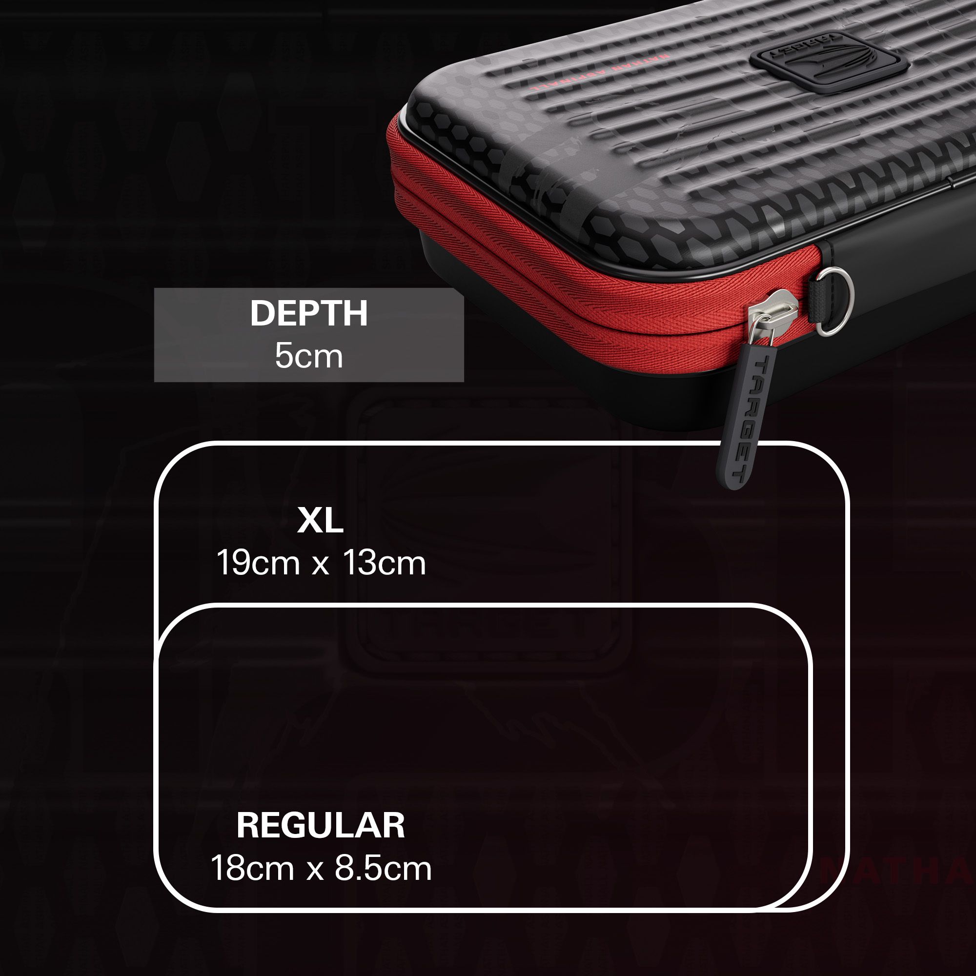 Étui à fléchettes Takoma XL Ghost Series Nathan Aspinall Takoma XL Ghost Series Nathan Aspinall Dartcase auf einem neutralen Hintergrund abgebildet. Das Dartcase ist für den Schutz und Transport von Dartpfeilen entworfen.