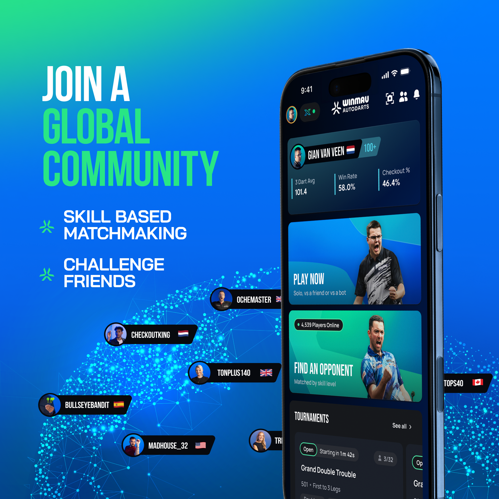 Pack support pour appareil Winmau Autodarts et abonnement de 12 mois Abgebildet ist das Winmau Device Stand & 12 Monate Membership Bundle. Dieses Bundle kombiniert einen Gerätehalter mit einer einjährigen Mitgliedschaft.