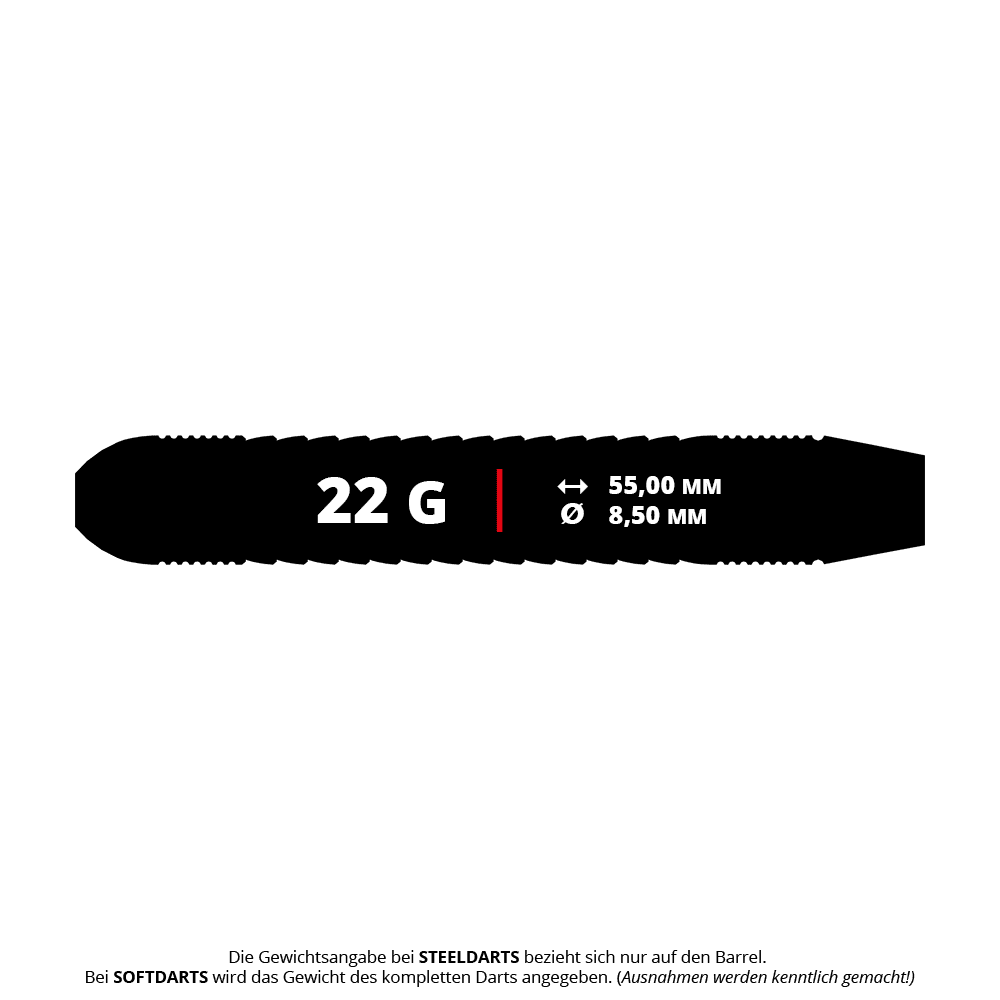 Das Foto zeigt die Bullet Gator Brass Steeldarts - 22g. Diese Steeldarts bestehen aus Messing und wiegen 22 Gramm.