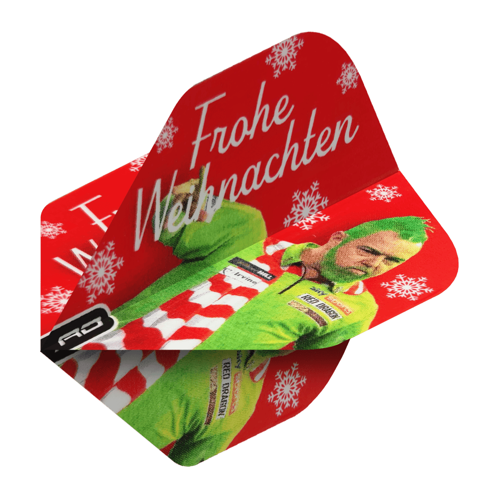 Red Dragon Peter Wright Grinch Vols de Noël Standard Das Bild zeigt die Red Dragon Peter Wright Grinch Standard Weihnachtsflights. Diese Flights sind für Darts im Weihnachtsdesign geeignet.