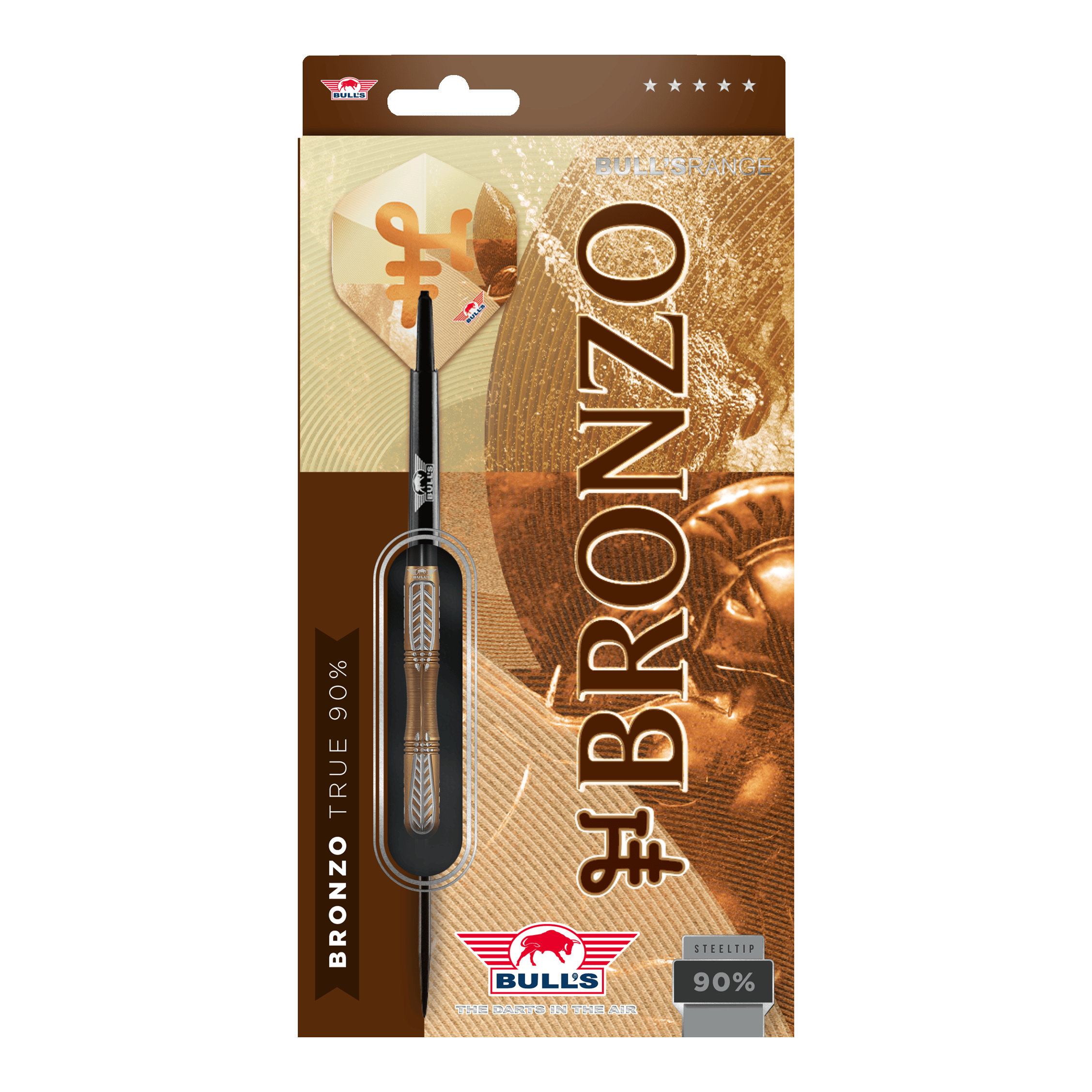 Fléchettes Bulls NL Bronzo True Steel - 23 g Hier sieht man die Bulls NL Bronzo True Steeldarts - 23g. Die Steeldarts sind in traditioneller Form gestaltet.