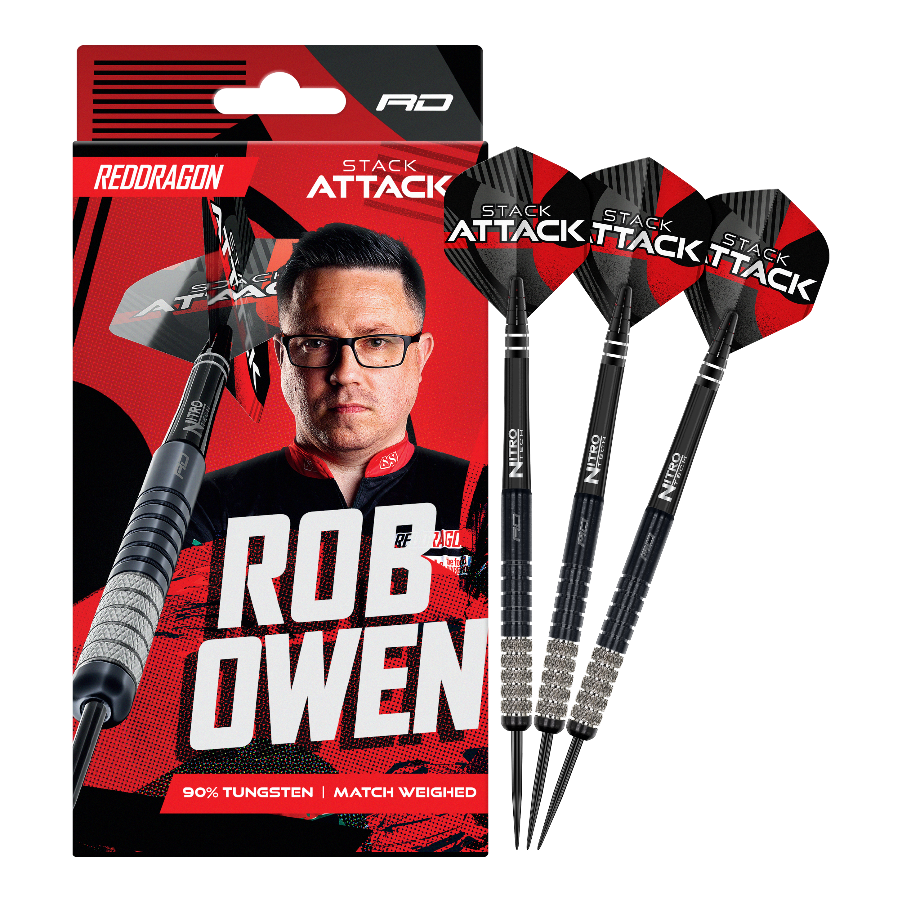 Fléchettes en acier Red Dragon Rob Owen Stack Attack - 22 g Red Dragon Rob Owen Stack Attack Steeldarts - 22g ist ein Set hochqualitativer Dartpfeile in 22 Gramm. Das Produkt bietet Präzision und ist für Turniere geeignet.