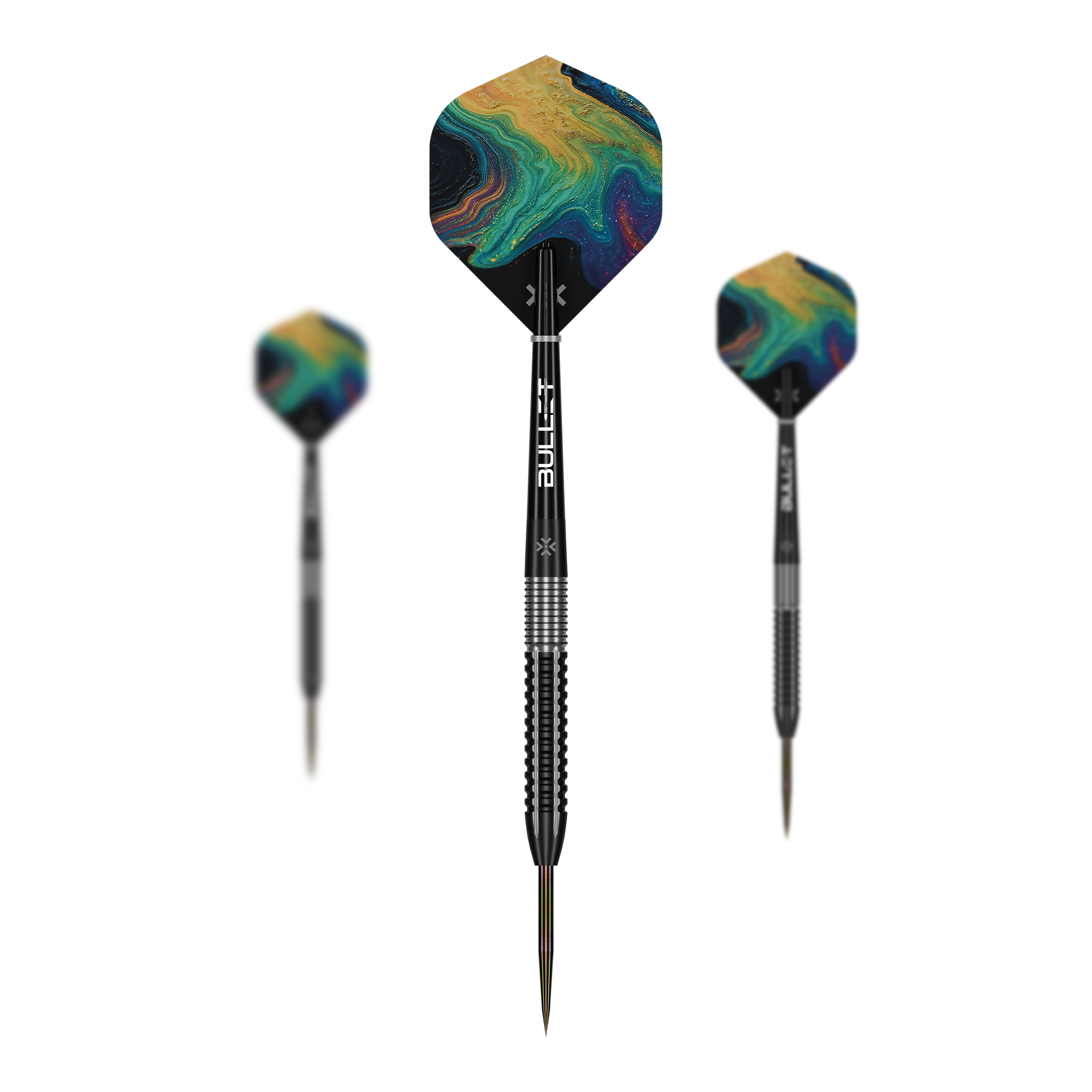 Fléchettes en acier Bullet Diesel Die Bullet Diesel Steeldarts sind als Set abgebildet. Das Produkt richtet sich an Dartspieler aller Erfahrungsstufen.