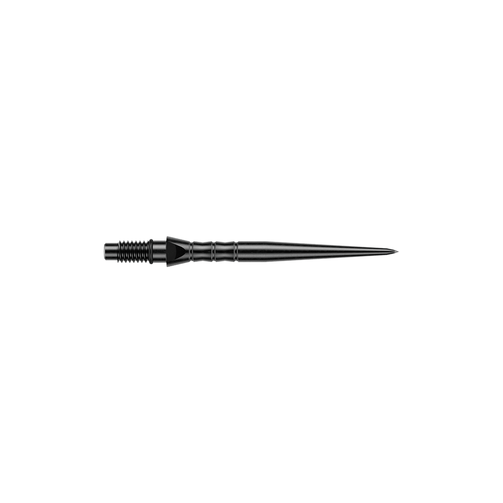 Abgebildet sind schwarze Steeldartspitzen, vermutlich 26 mm lang. Die Dartspitzen werden für Steeldartpfeile verwendet.