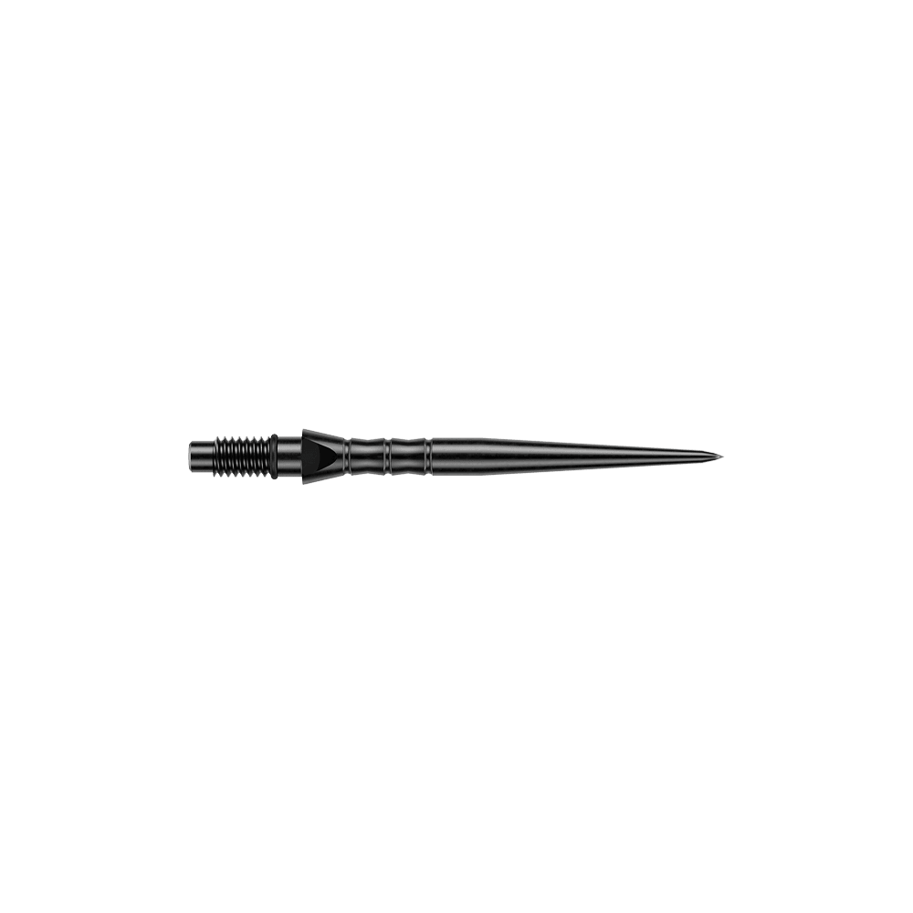 Pointes de fléchettes en acier Winmau Switch Point Wave - noires Abgebildet sind schwarze Steeldartspitzen, vermutlich 26 mm lang. Die Dartspitzen werden für Steeldartpfeile verwendet.