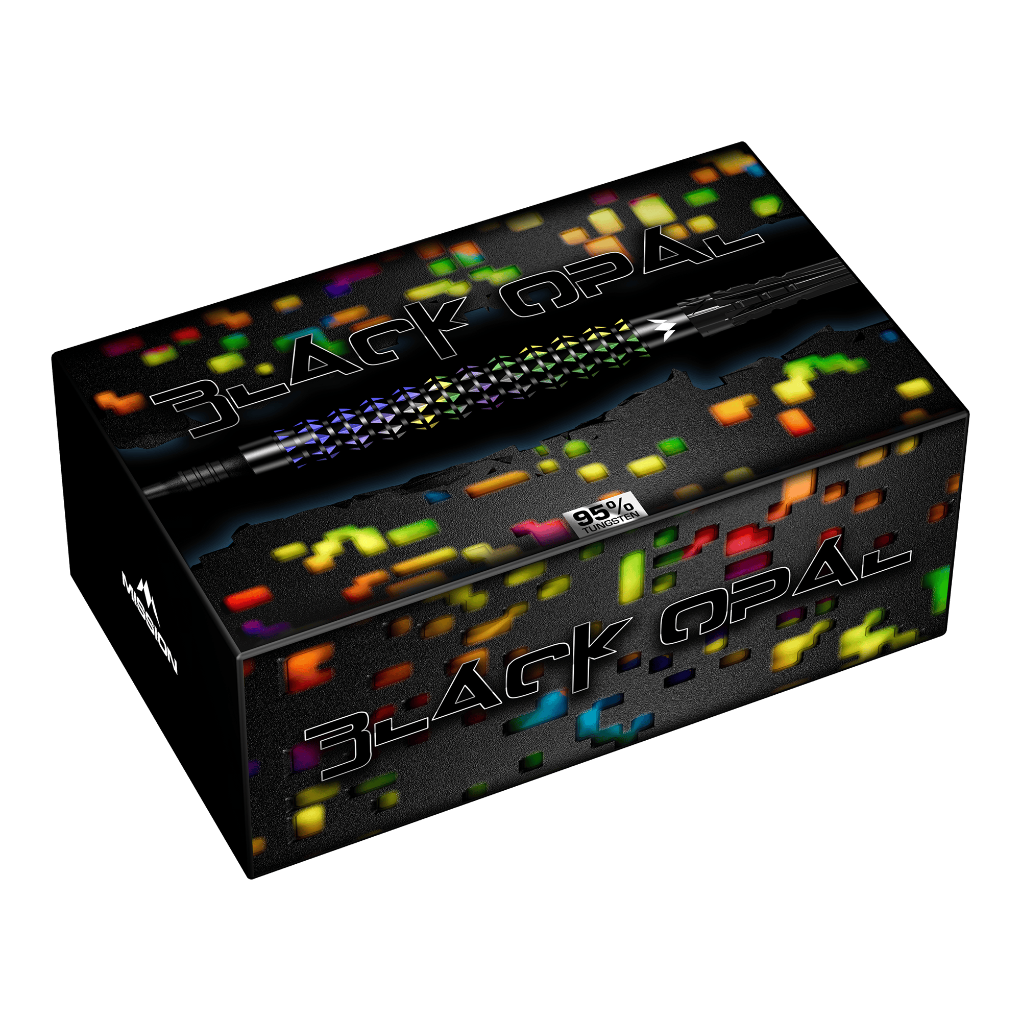Fléchettes souples Mission Black Opal - 20 g Dieses Bild zeigt die Mission Black Opal Softdarts - 20g. Die Softdarts werden detailliert präsentiert.