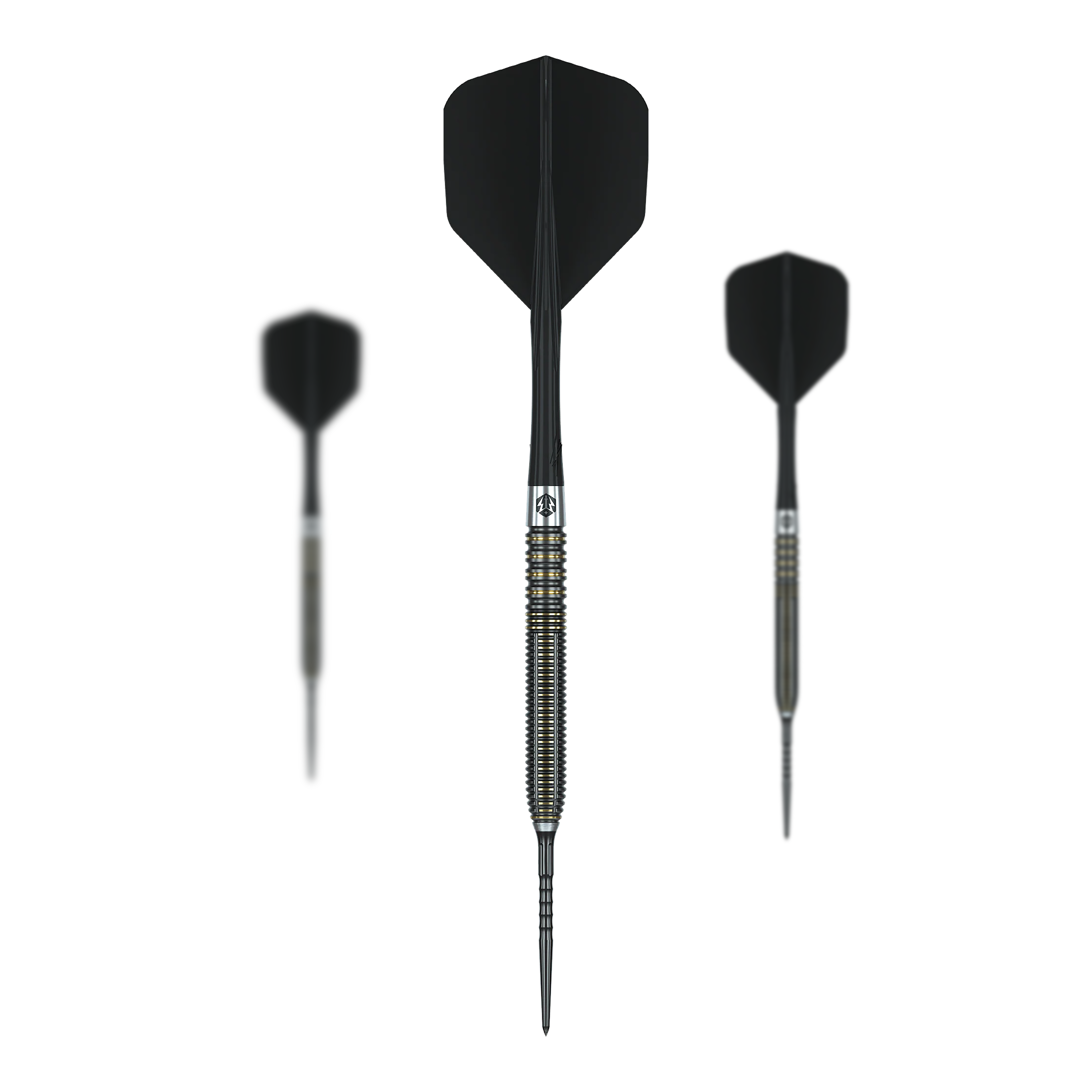 Fléchettes en acier Caliburn V-Series V2 Abgebildet ist ein Set Caliburn V-Series V2 Steeldarts. Die Pfeile sind für präzises Dartspielen konzipiert.