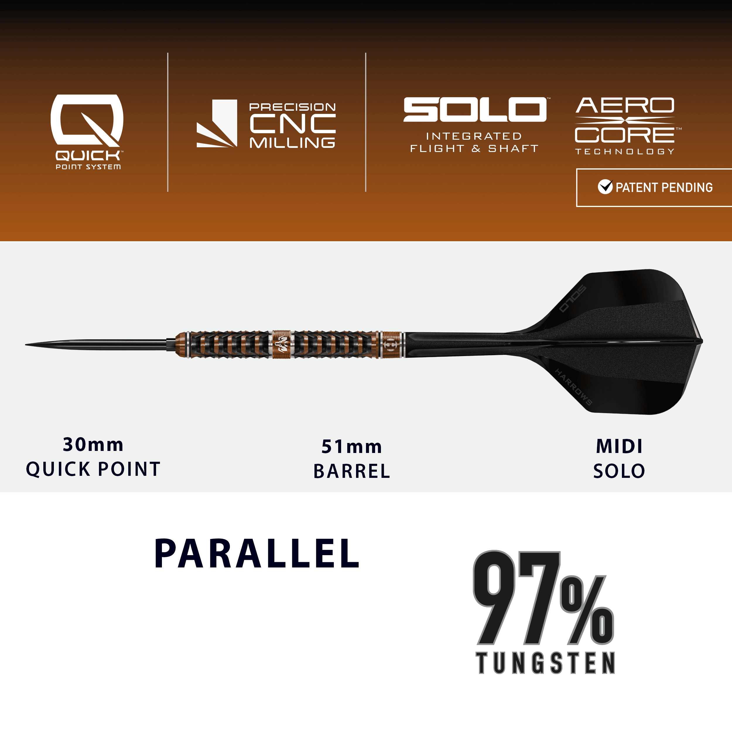 Fléchettes en acier Harrows Tungsten Trinity Quick Point Gezeigt werden die Harrows Wolfram Trinity Quick Point Steeldarts. Diese Darts zeichnen sich durch ihre hohe Präzision und Verarbeitung aus.