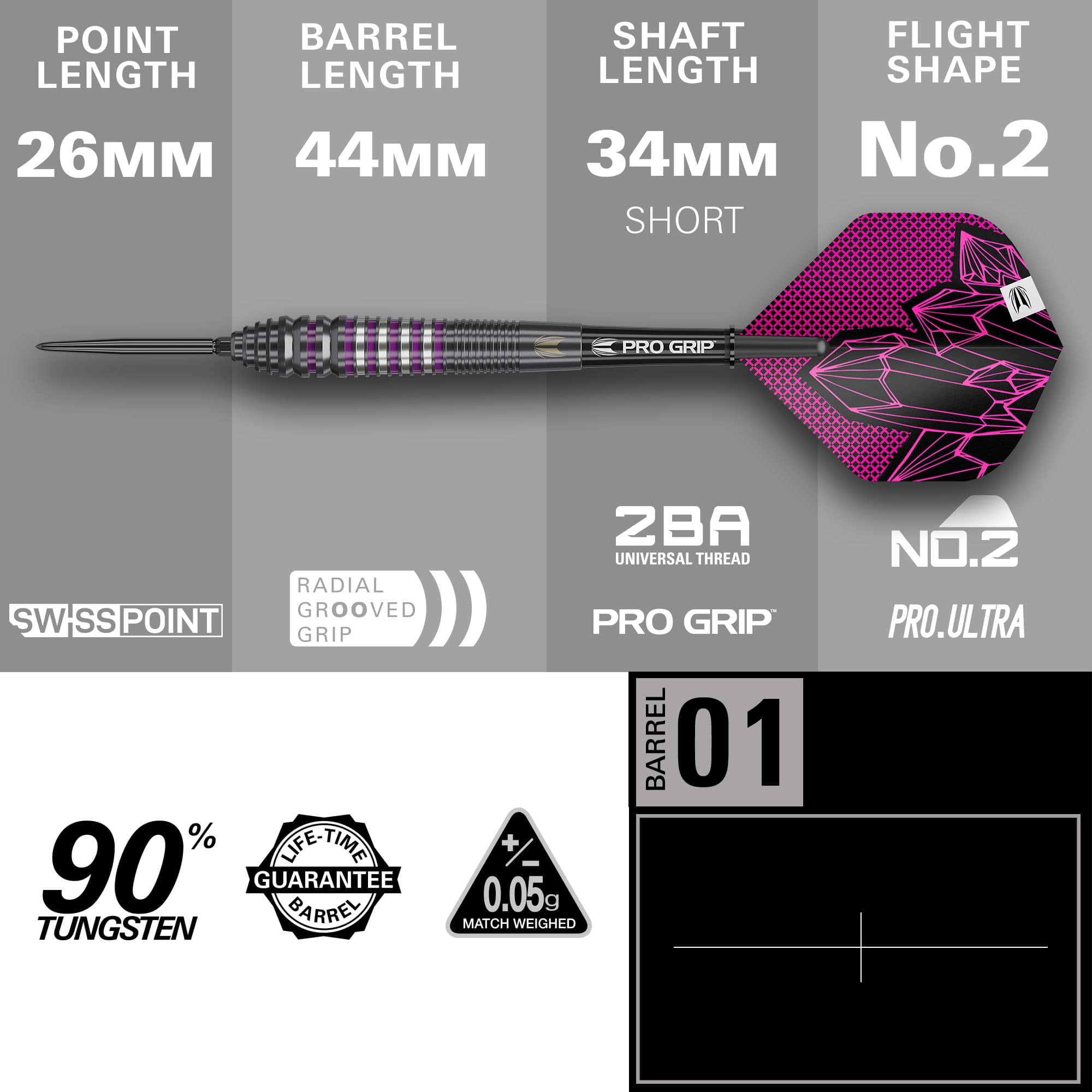 Fléchettes en acier Target Lorraine Winstanley GEN2 Swiss Point - 24 g Target Lorraine Winstanley GEN2 Swiss Point Steeldarts - 24g werden hier aus einer anderen Perspektive gezeigt. Die Abbildung hebt das Griffstück und Design des Dartpfeils hervor.