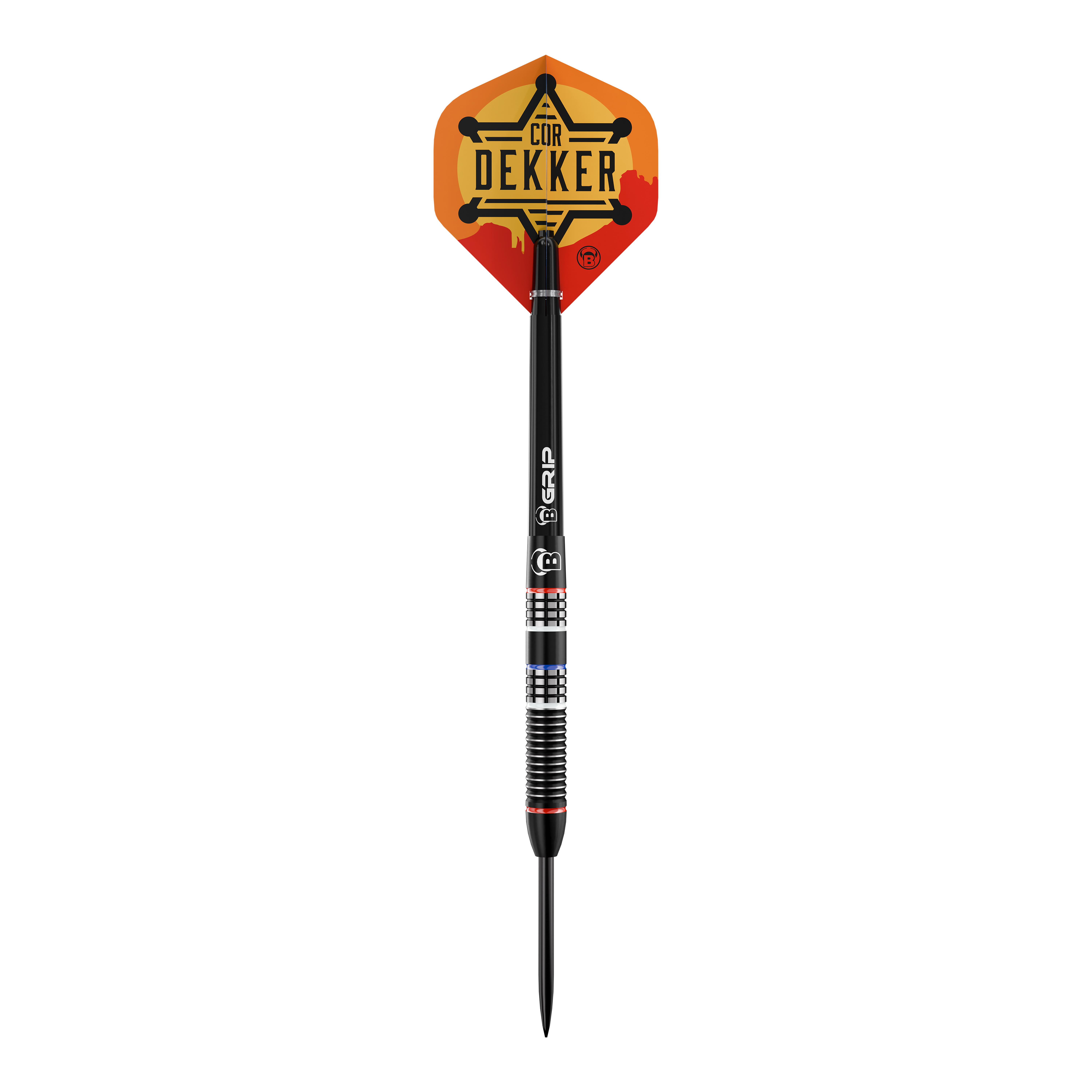 Fléchettes en acier Bulls Cor Dekker The Sheriff - 23 g Das Bild zeigt Bulls Cor Dekker The Sheriff Steeldarts, 23 Gramm schwer. Diese Steeldarts sind für ambitionierte Dartspieler konzipiert.