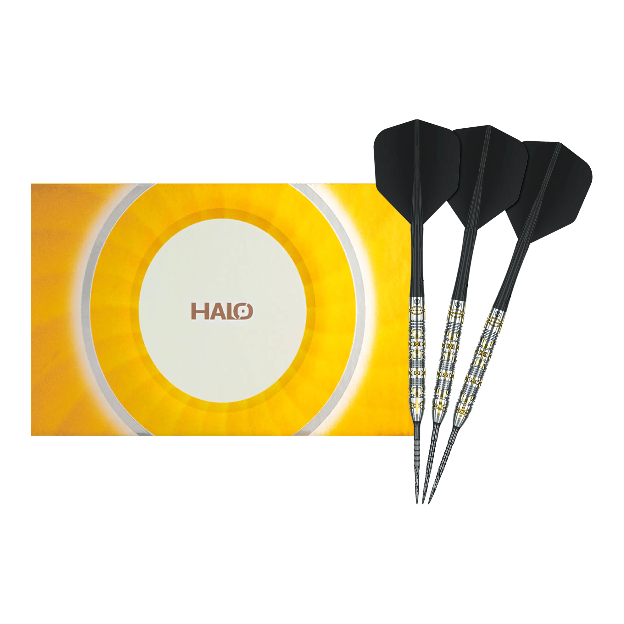 Fléchettes en acier Caliburn Halo H1 - 22,5 g Gezeigt wird ein vollständiges Set der Caliburn Halo H1 Steeldarts - 22,5 g. Die hochwertigen Pfeile sind ideal für den Dartsport.