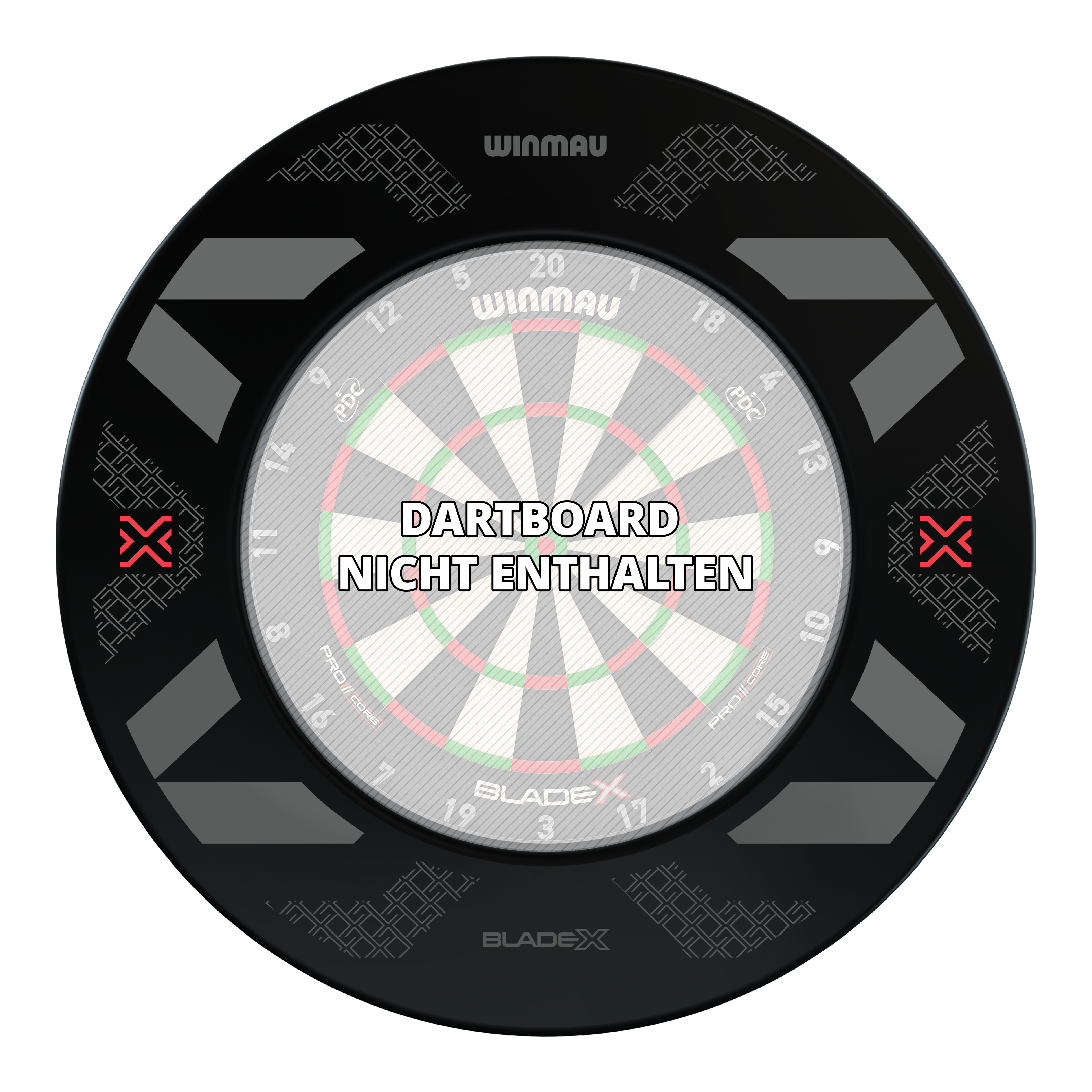 Cadre de cible Winmau Blade X Abgebildet ist das Winmau Blade X Dartboard Surround. Die schwarze Umrandung eignet sich ideal zur Ergänzung eines Dartboards.